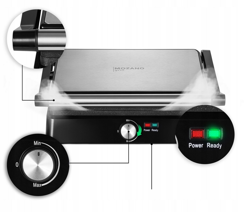 OPIEKACZ SANDWICH MAKER TOSTER GRILL DUZY XXL ELEKTRYCZNY ROZKŁADANY 2200W Marka Mozano