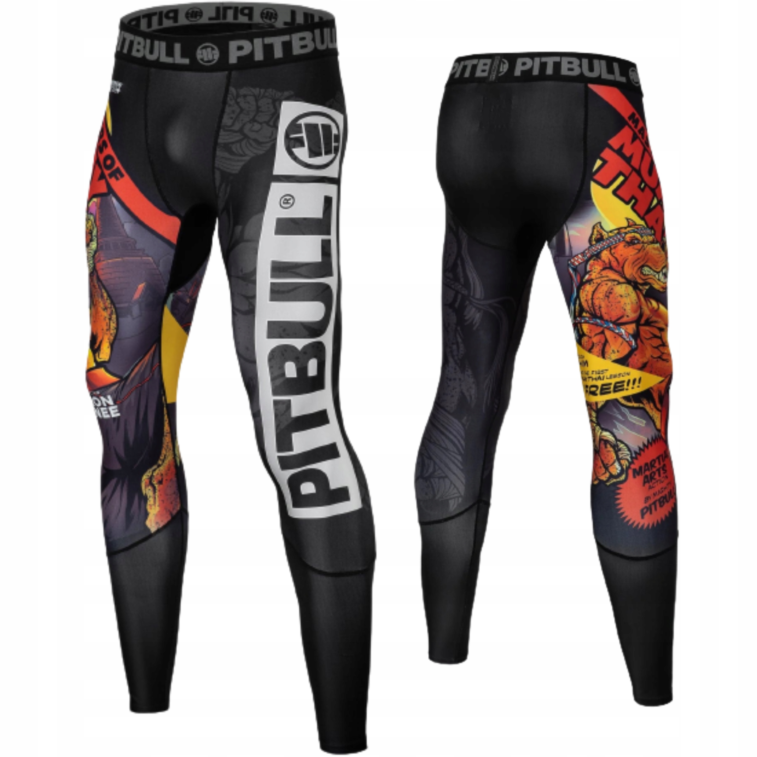 MĘSKIE LEGGINSY KOMPRESYJNE PIT BULL MUAY THAI L