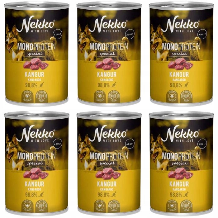 Nekko Mono Adult Mokra karma dla psa Kangur 6 x 400g
