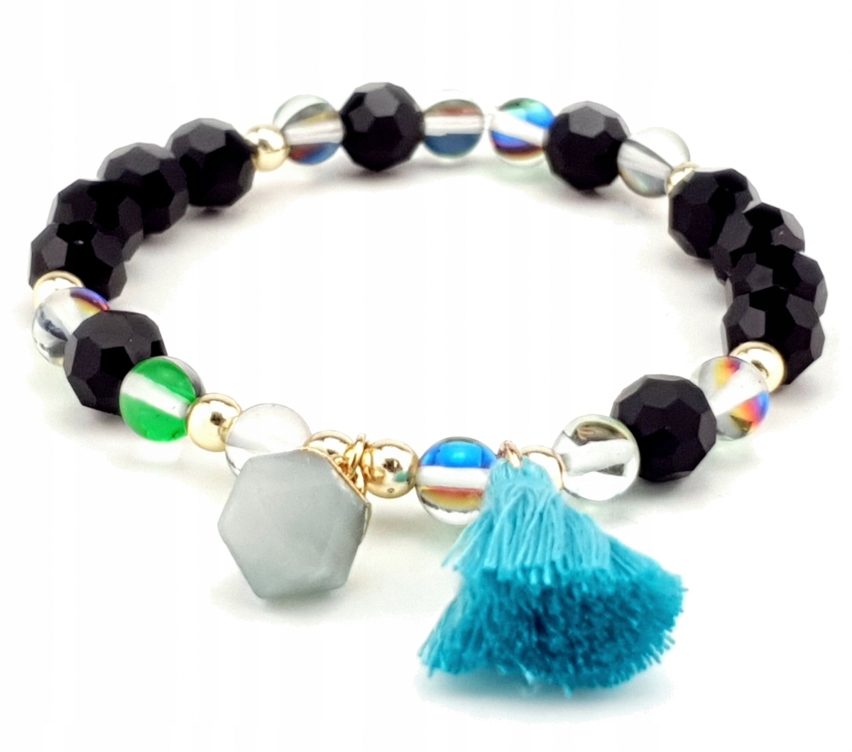 1609 Bransoletka złota stal chirurgiczna kryształki