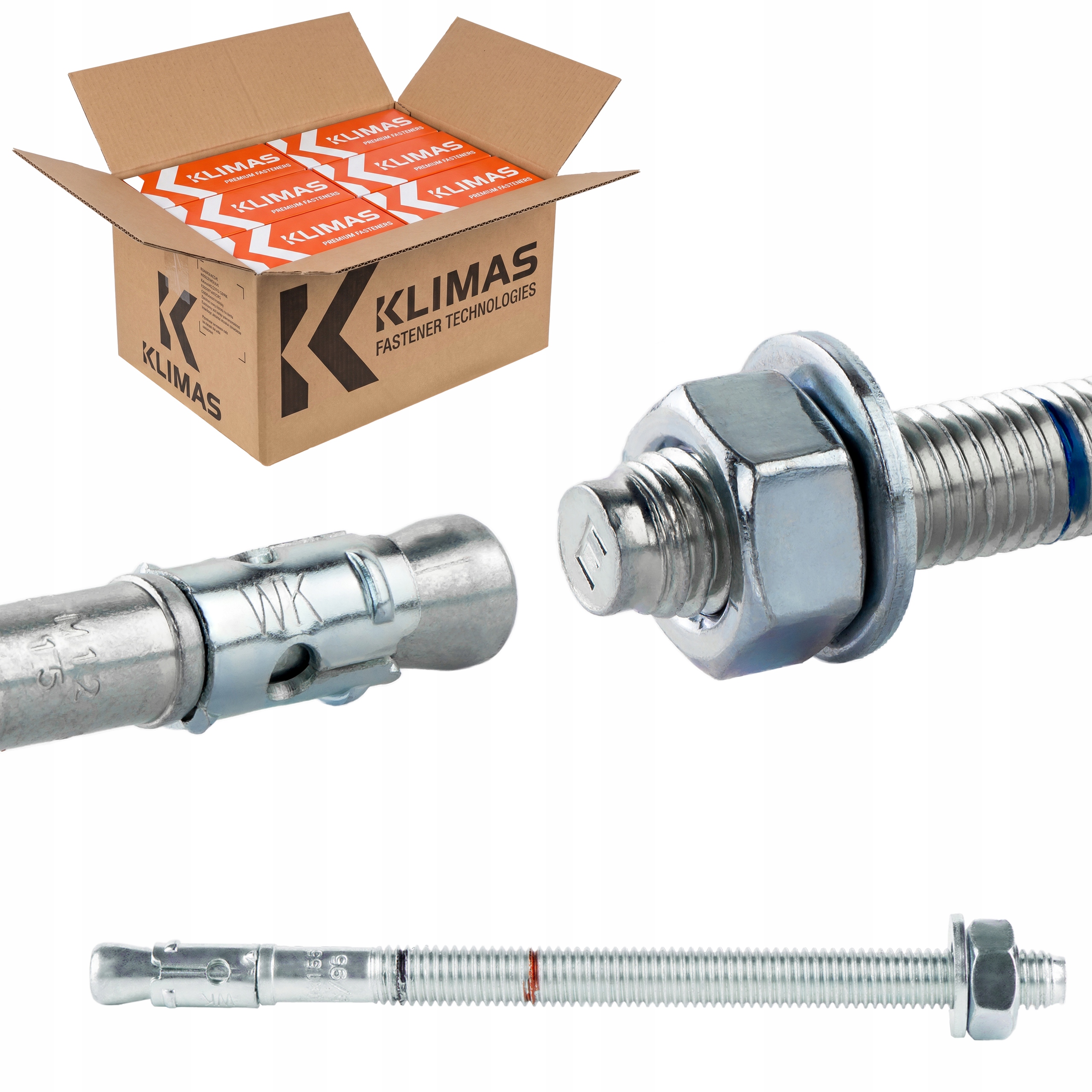Oceľové kotvy do betónu M10 x 155 mm 200 ks mechanické Klimas Le-zn