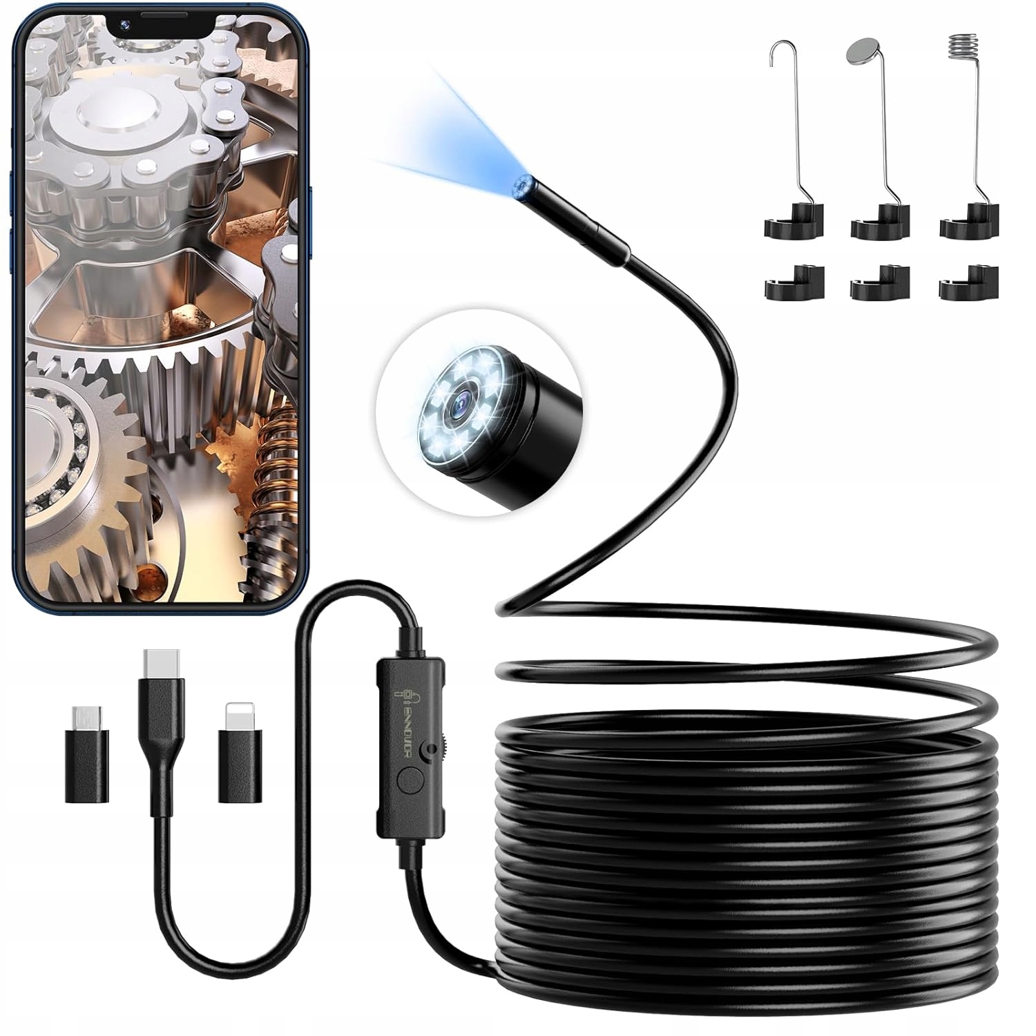 ENNOVOR Kamera Endoskopowa HD 1920 z 8 LED Wodoodporna IP67 Android iOS 5m — miniatura 13