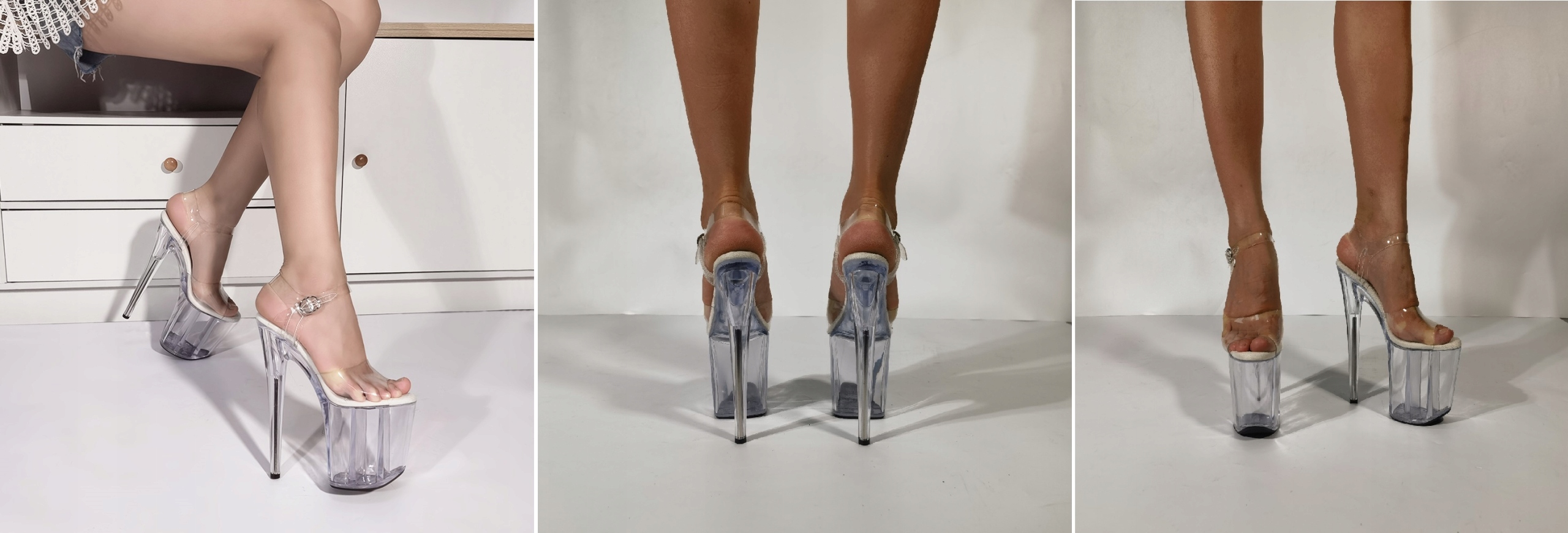 CZÓŁENKA NA PLATFORMIE PRZEZROCZYSTE SZPILKI DAMSKIE 20 CM SexyHeels r.43 Rozmiar 43