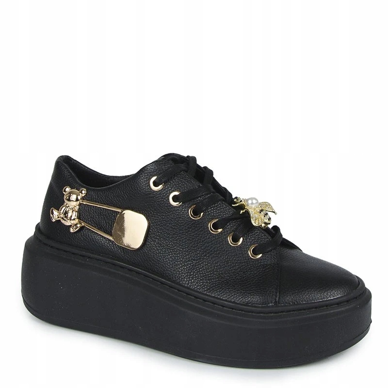 Laroni E35/O Černé Kožené Tenisky S Ozdobou 37