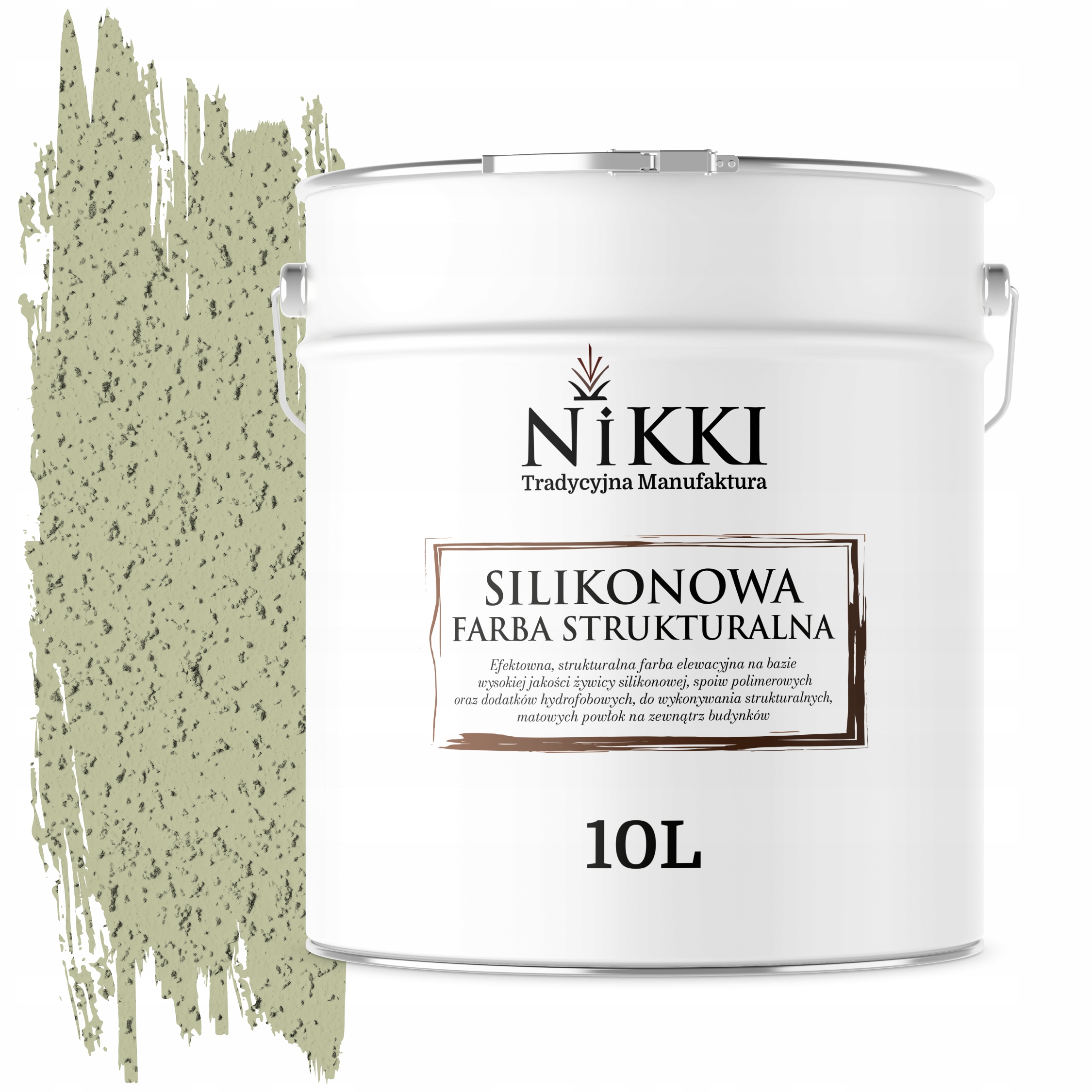 Farba Strukturalna Elewacyjna Silikonowa Fasadowa 10L Zielony Jasny F483 Uv