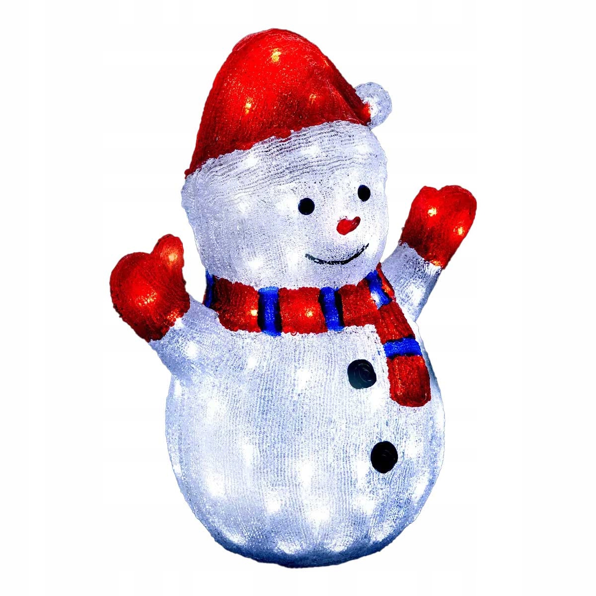 Led Snehuliak 48 CM Plast Solárny Napájaný 90 Led Diodov IP44