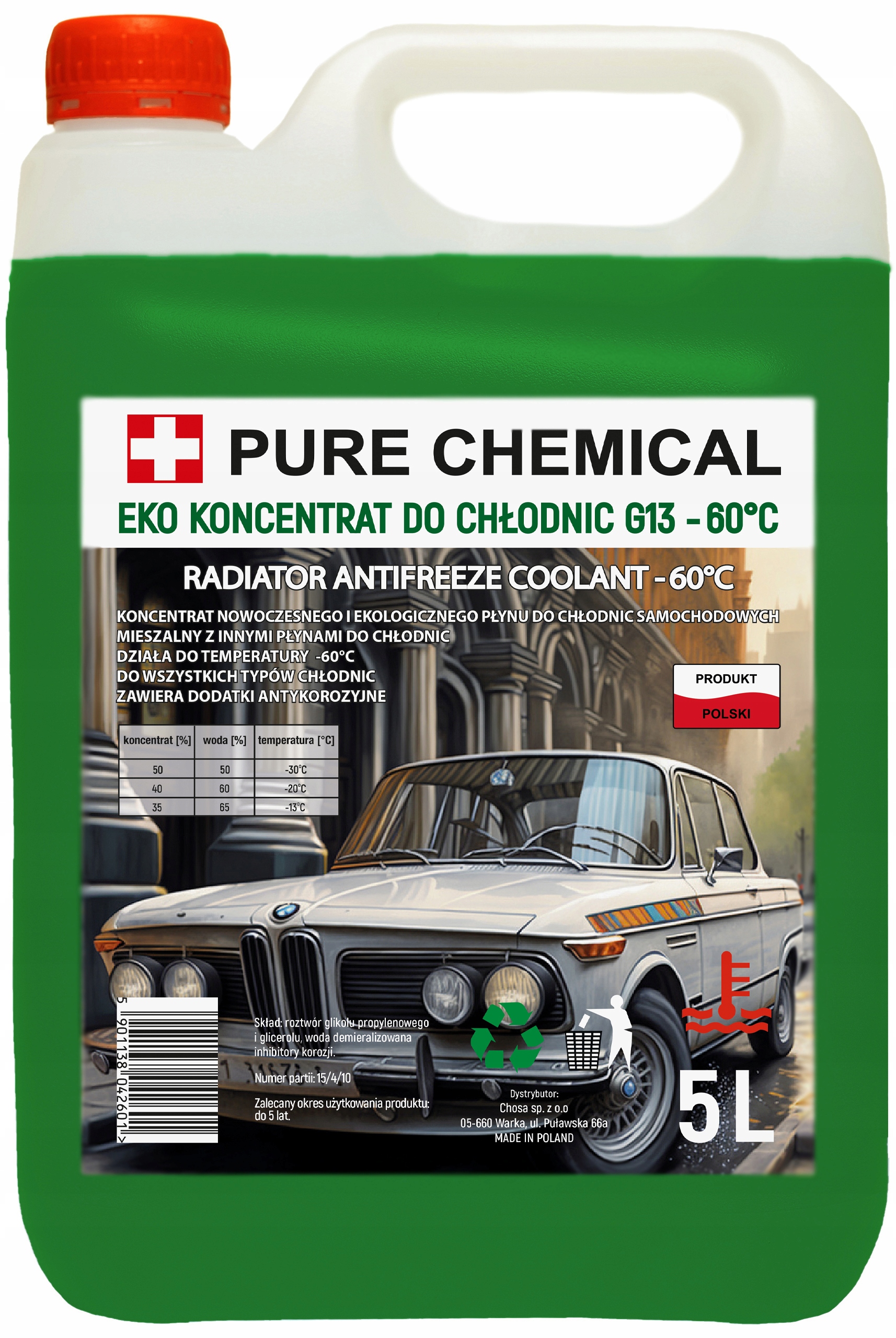 KONCENTRAT EKO PŁYNU CHŁODNICZEGO G13 -60°C 10L ZIELONY Pojemność opakowania 10 l
