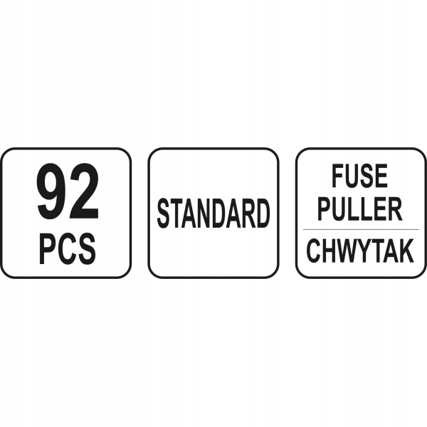 ZESTAW BEZPIECZNIKÓW STANDARD ZAWIERA PRÓBNIK 92 SZTUKI YATO Kod producenta YT-83142