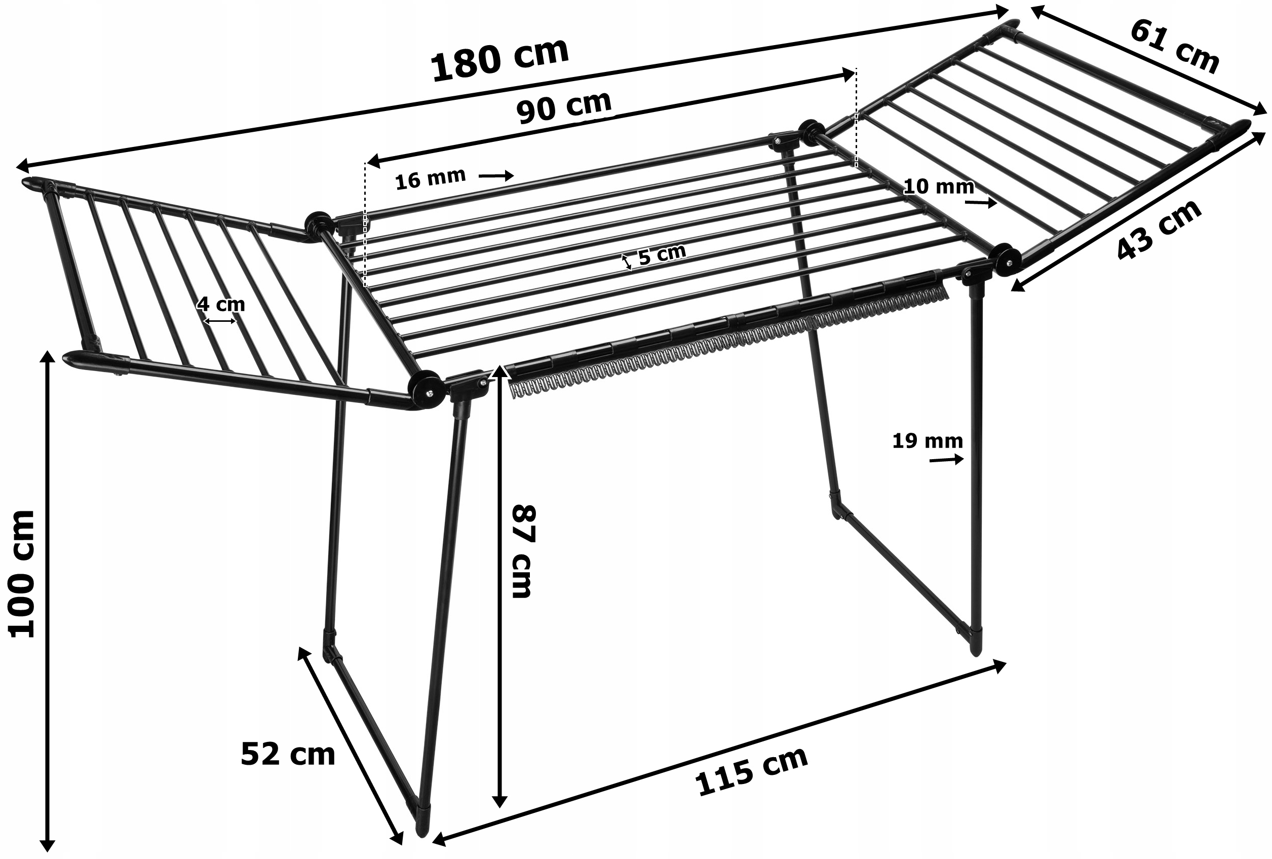 Levně Sušák Stojící Rozkládací Věž Černá Velká