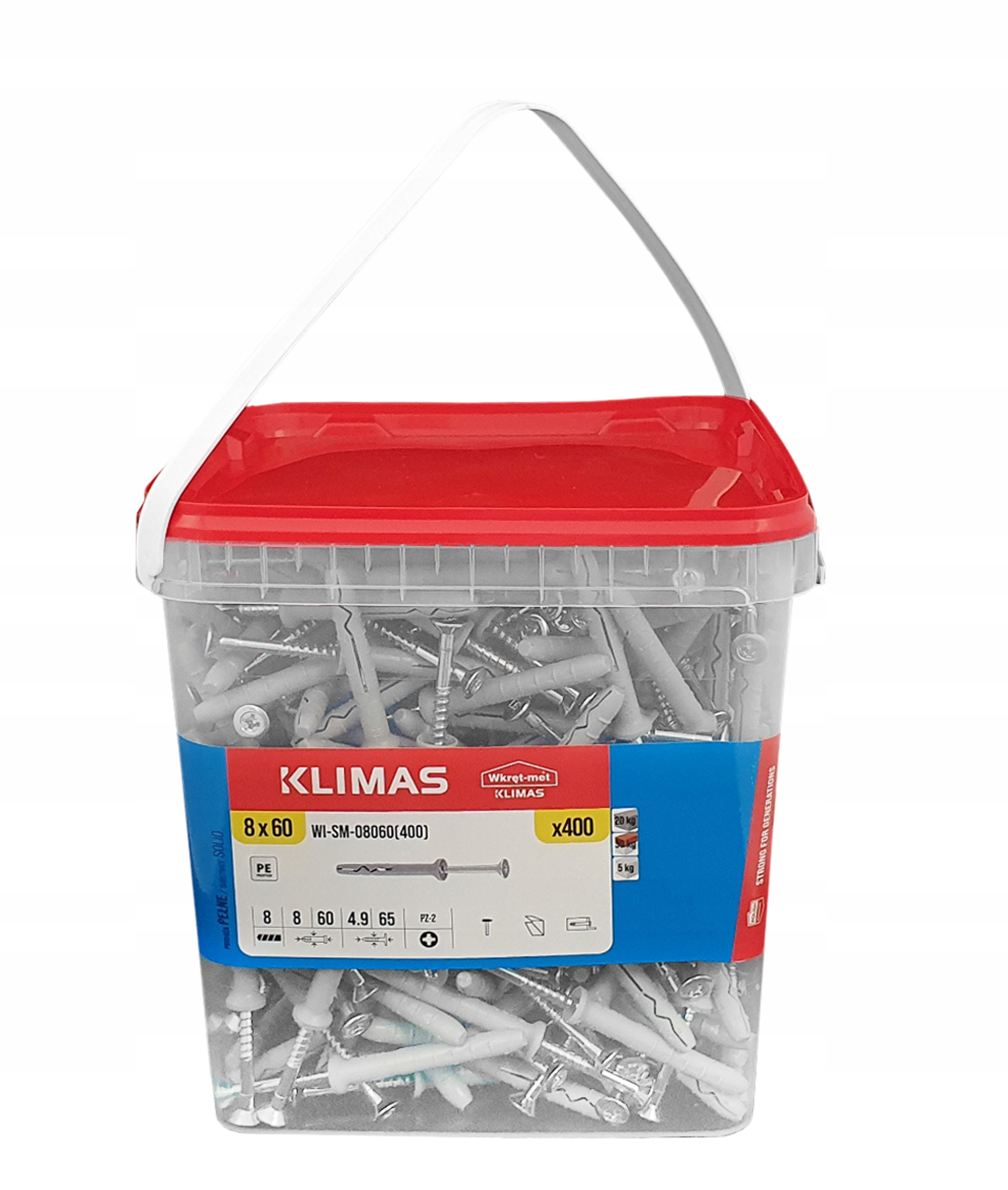 Kołki do szybkiego montażu 8x60 mm do wbijania 400 szt. Wiaderko