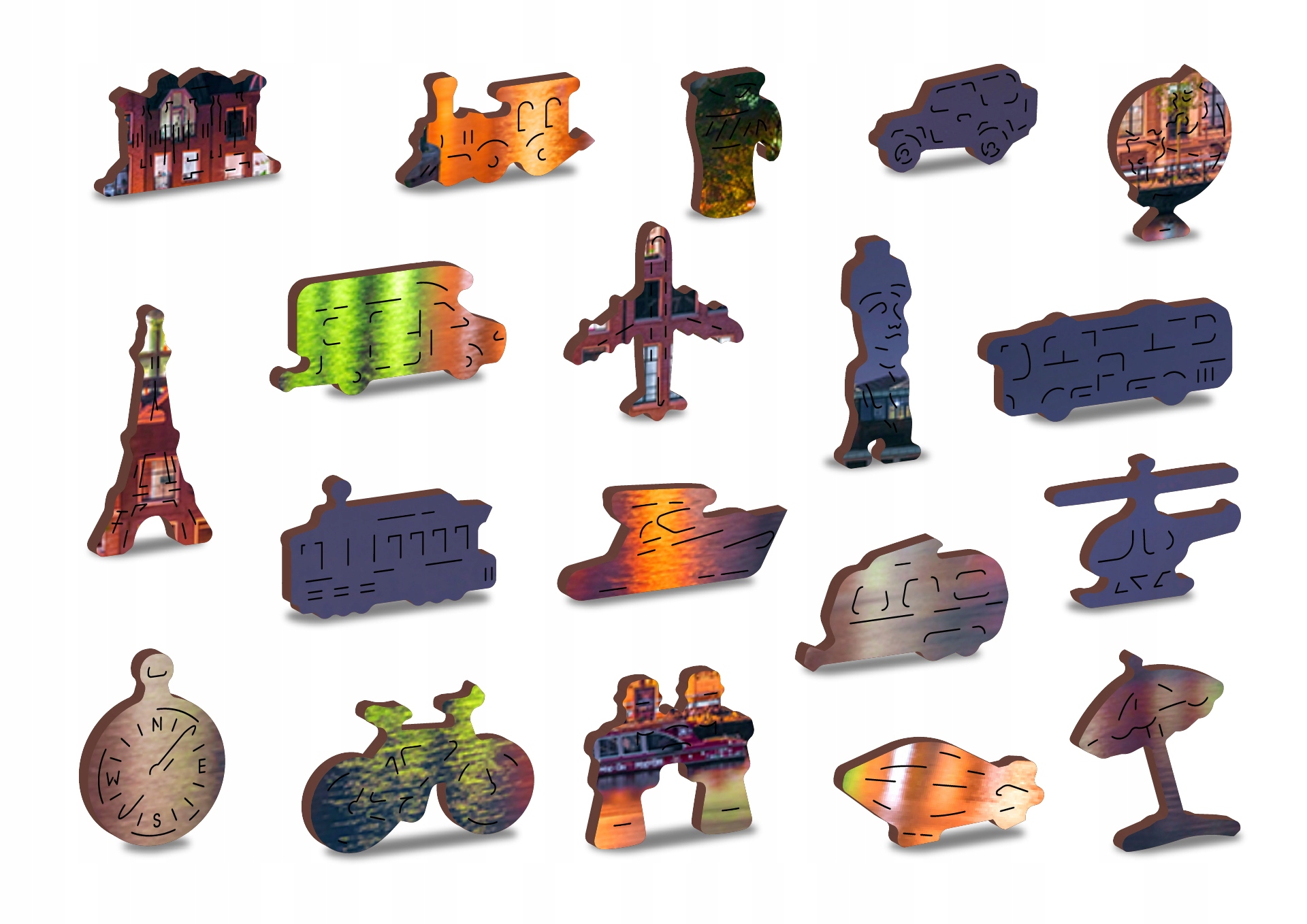 Drewniane Puzzle Amsterdam Nocą 500 +5 elemenów Kolekcja Holandia