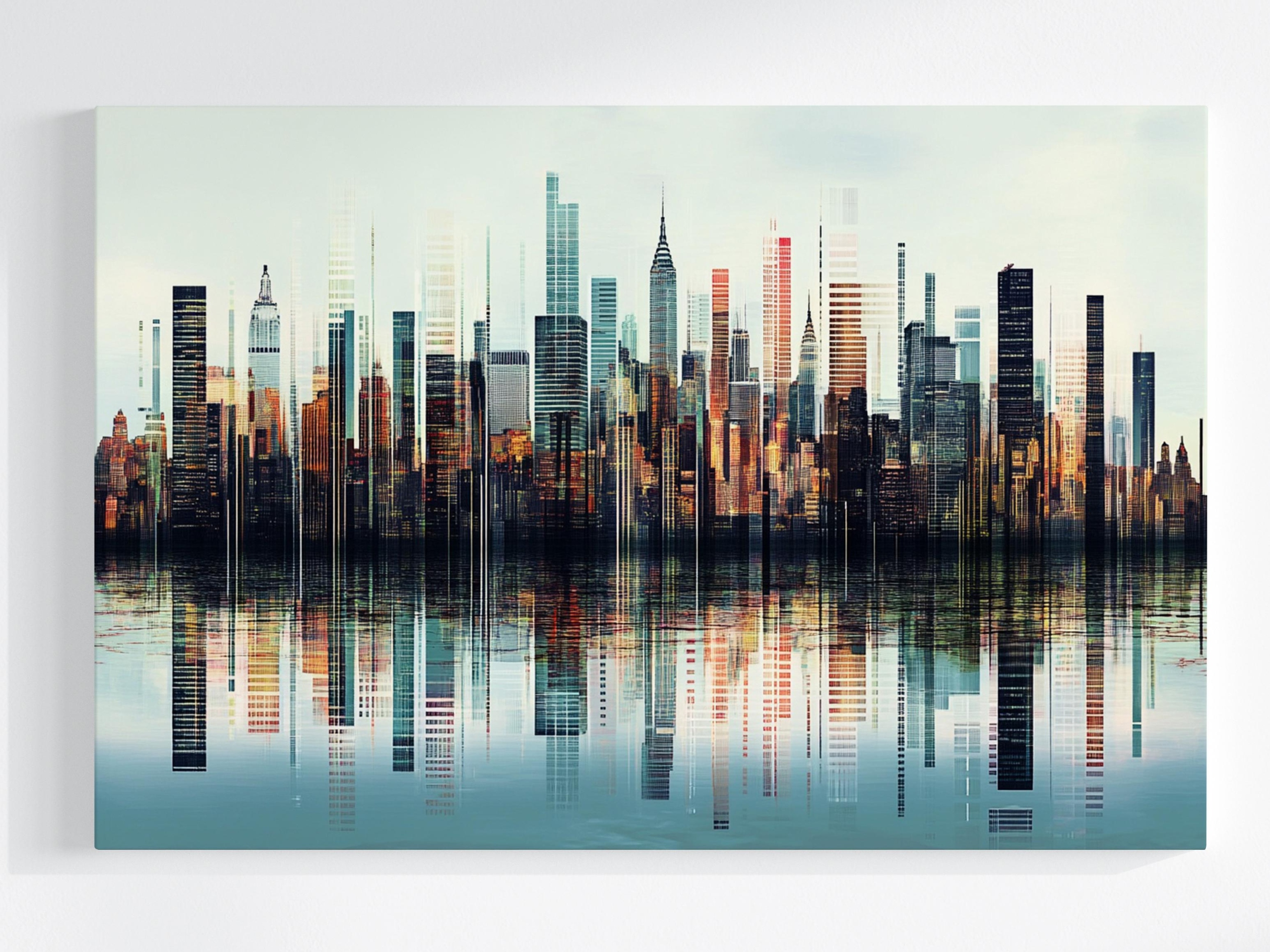 Obraz Na Plátně Canvas Grafika Město Panorama Čárový Kód Barcode 120x80
