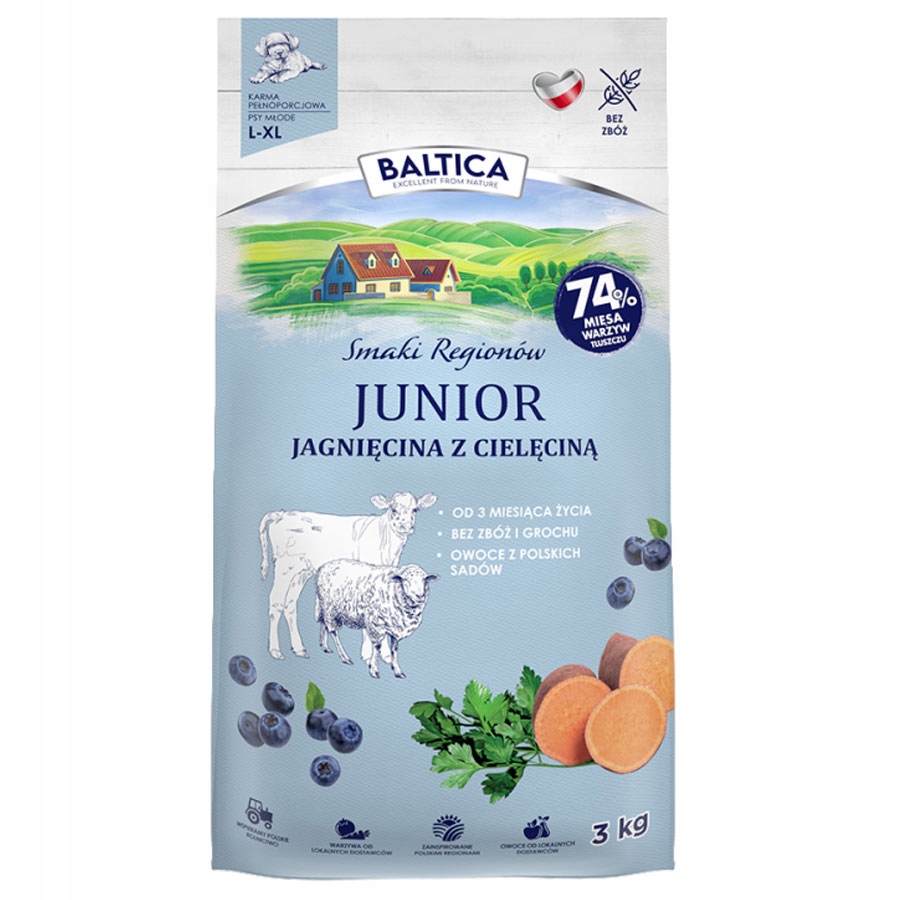 Levně Baltica Smaki Regionów Junior Jehněčí S Telecím XL 3kg Velká Plemena
