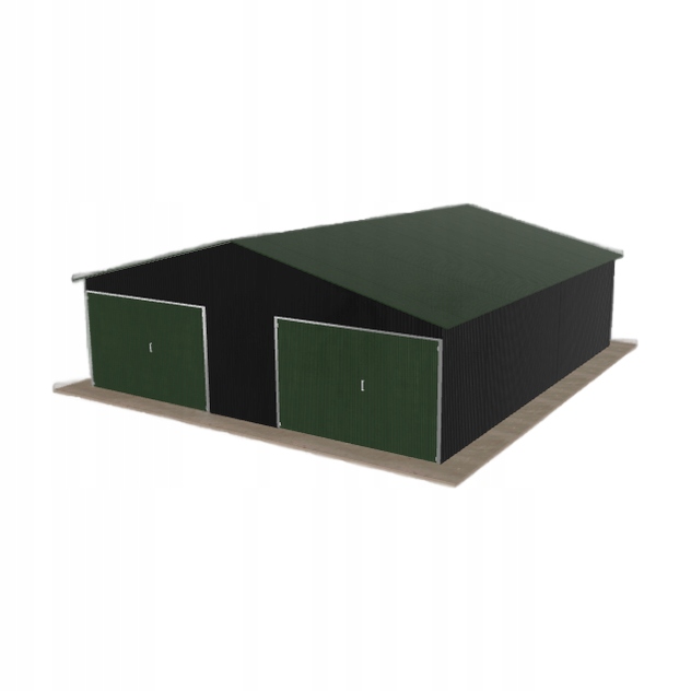Plechová garáž 7.5 x 8.5 m dvoupolohová, dvoupolohová, černá