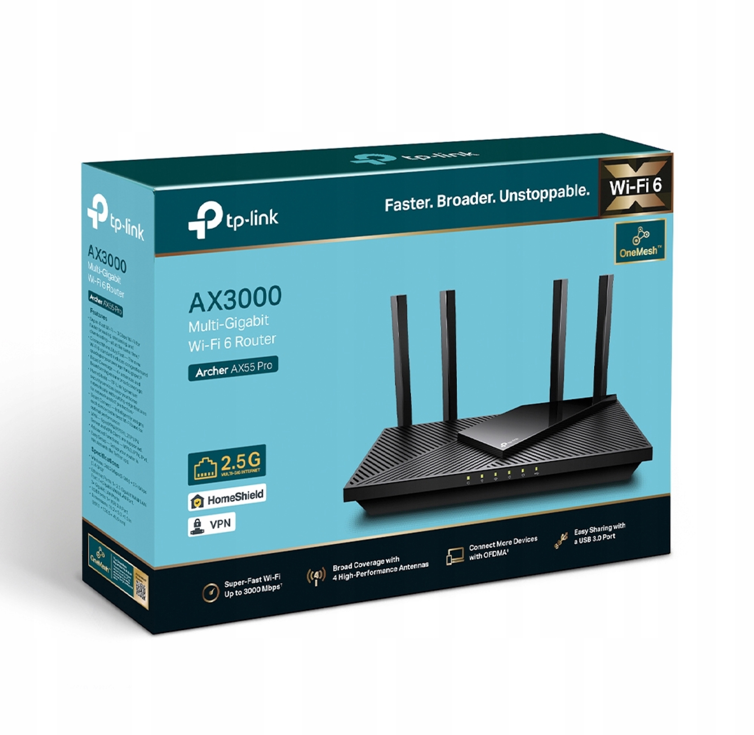 Archer AX55 Pro – Multigigabitový router WiFi 6 AX3000 s portom 2,5G