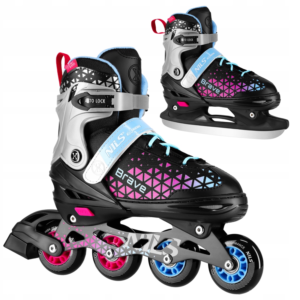 Kolečkové Brusle nastavitelné 2v1 Brusle 2v1 Brusle Na Led Rekreační dětské Pu Nils Extreme