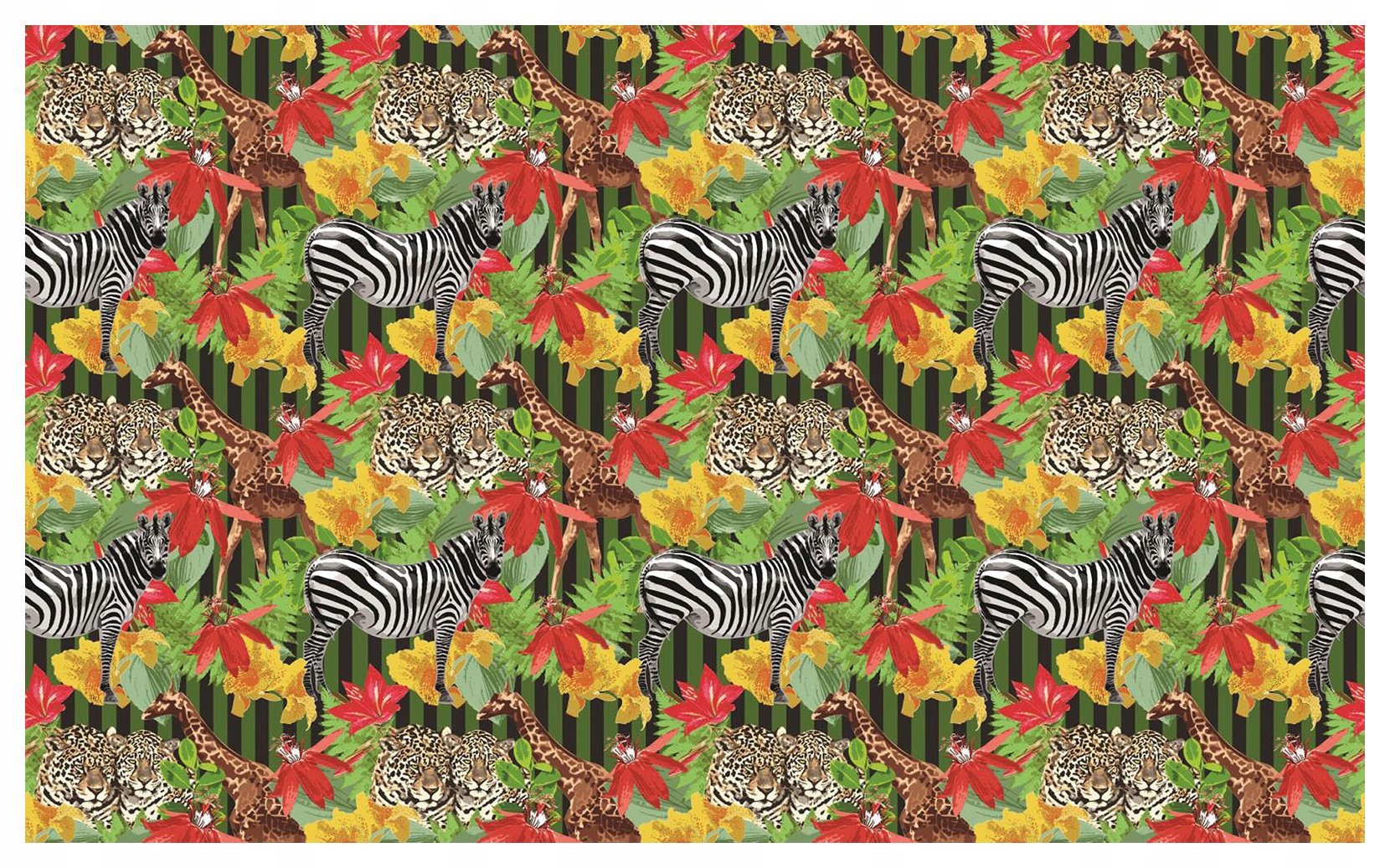 Fototapeta Africká zvířata zebry leopardy a tropy 254x184 lepidlo