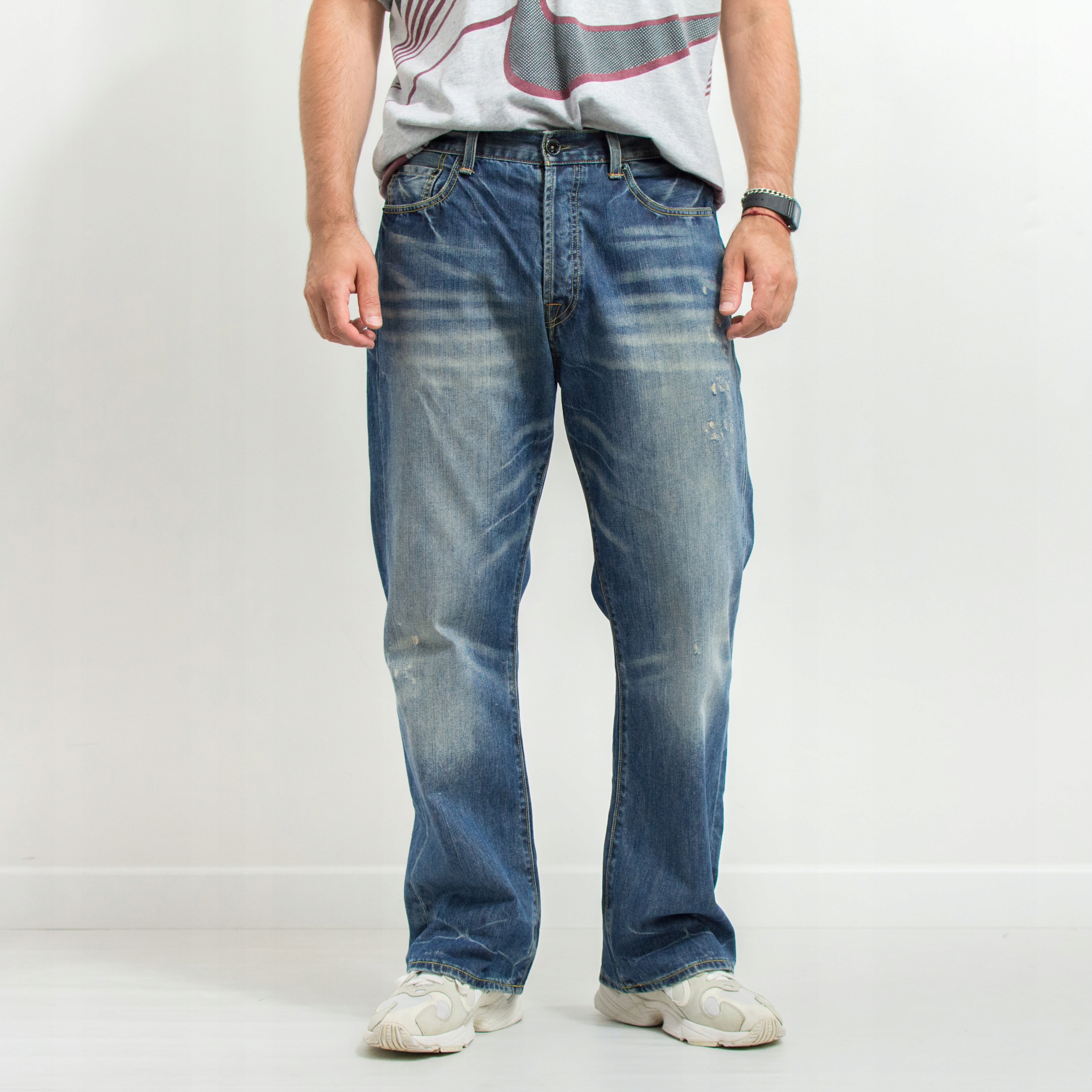 Ed Hardy jeansy VINTAGE Y2K spodnie jeansowe prosta nogawka W34