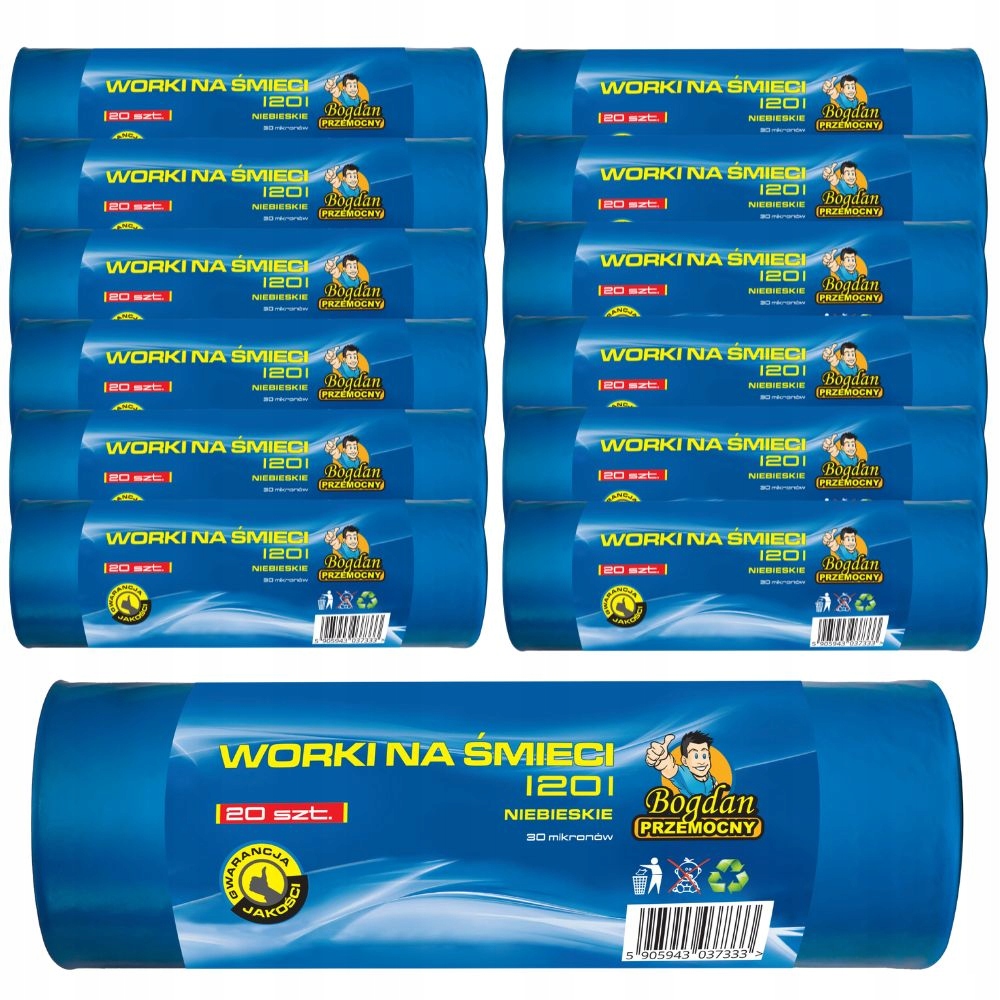 Levně Sáčky na odpadky 120 l 240ks Bogdan Przemocny Velmi Silné Modré