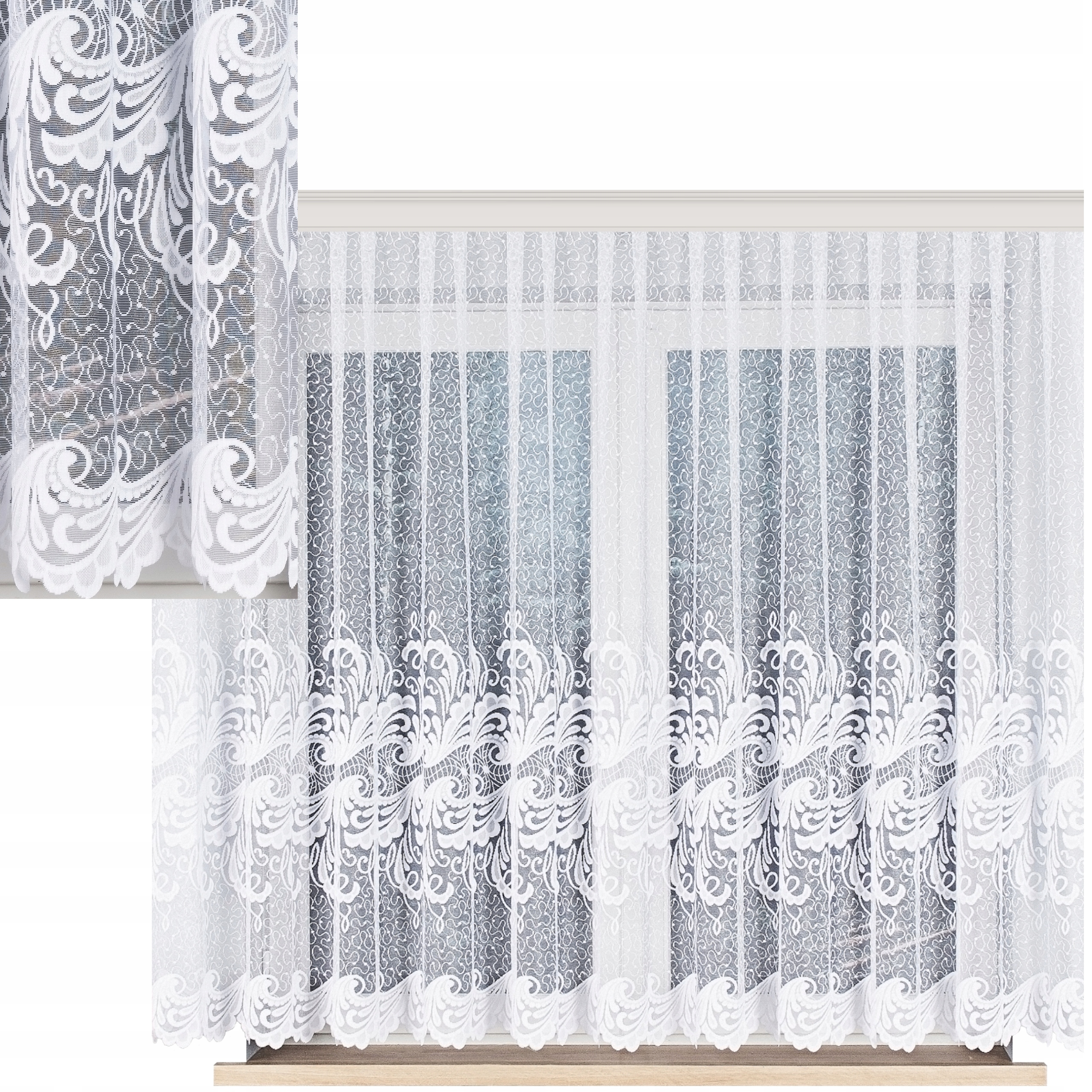 Hotová Záclona Bílá Žakárová Na Pásku Bez Žehlení 800x160 do Pokoje