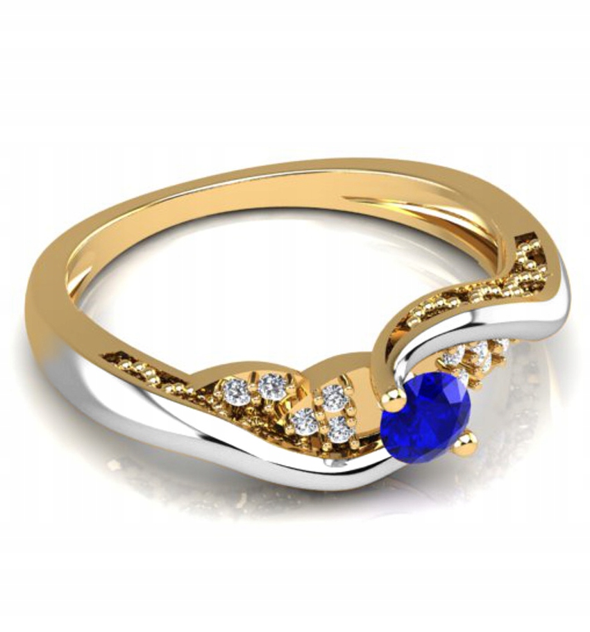 Složitě Zdobený Prstýnek Se Safírem Ze Zlata Ryzosti 585