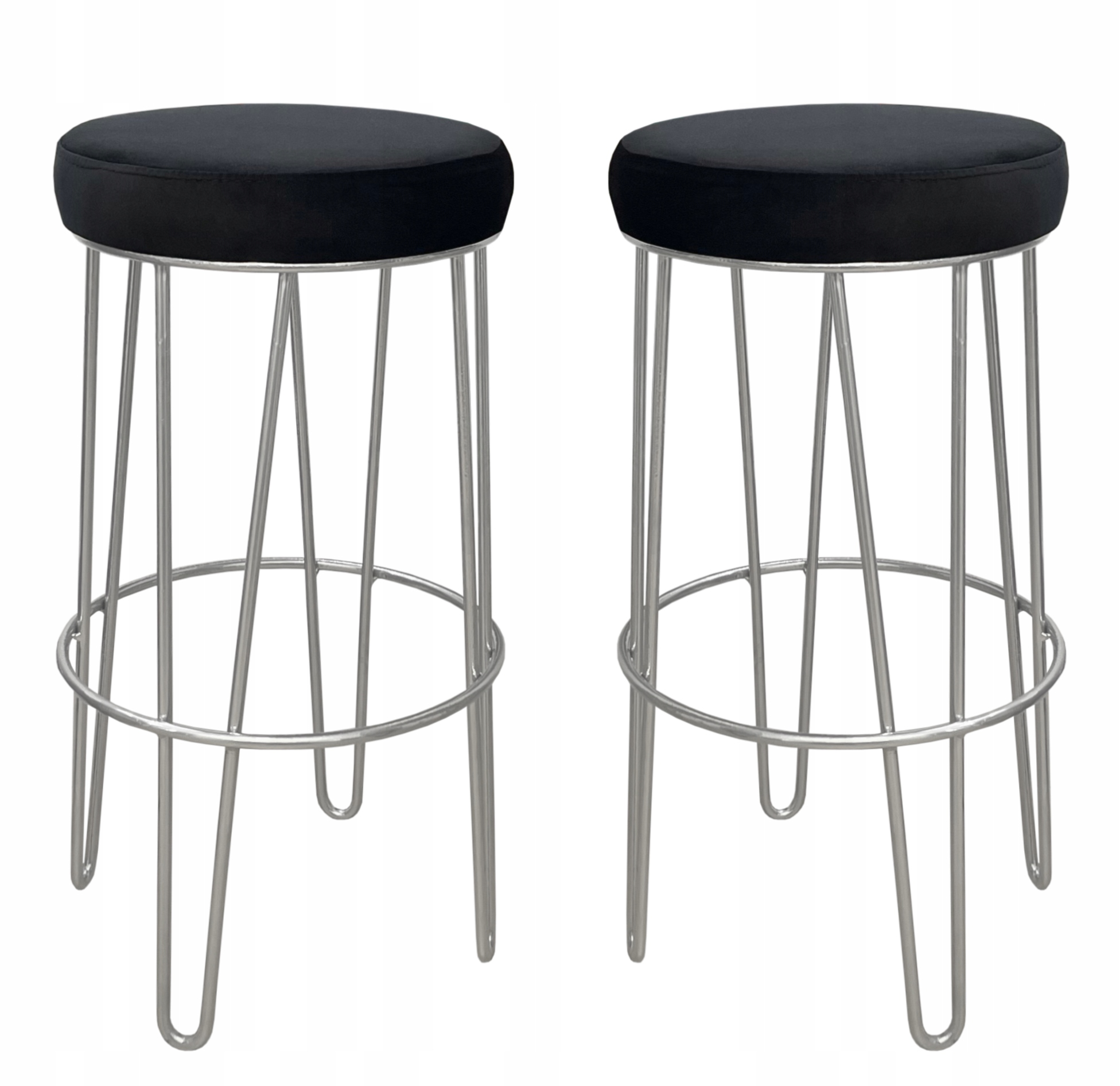 

2x Hoker niski taboret barowy 66 srebrny metal 4P