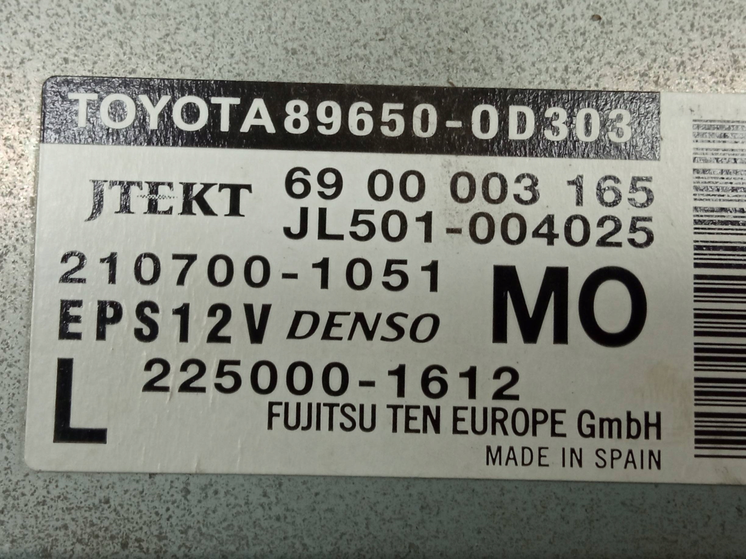 modulo SERVOSTERZO 89650-0D303 Toyota Yaris III (2011-)