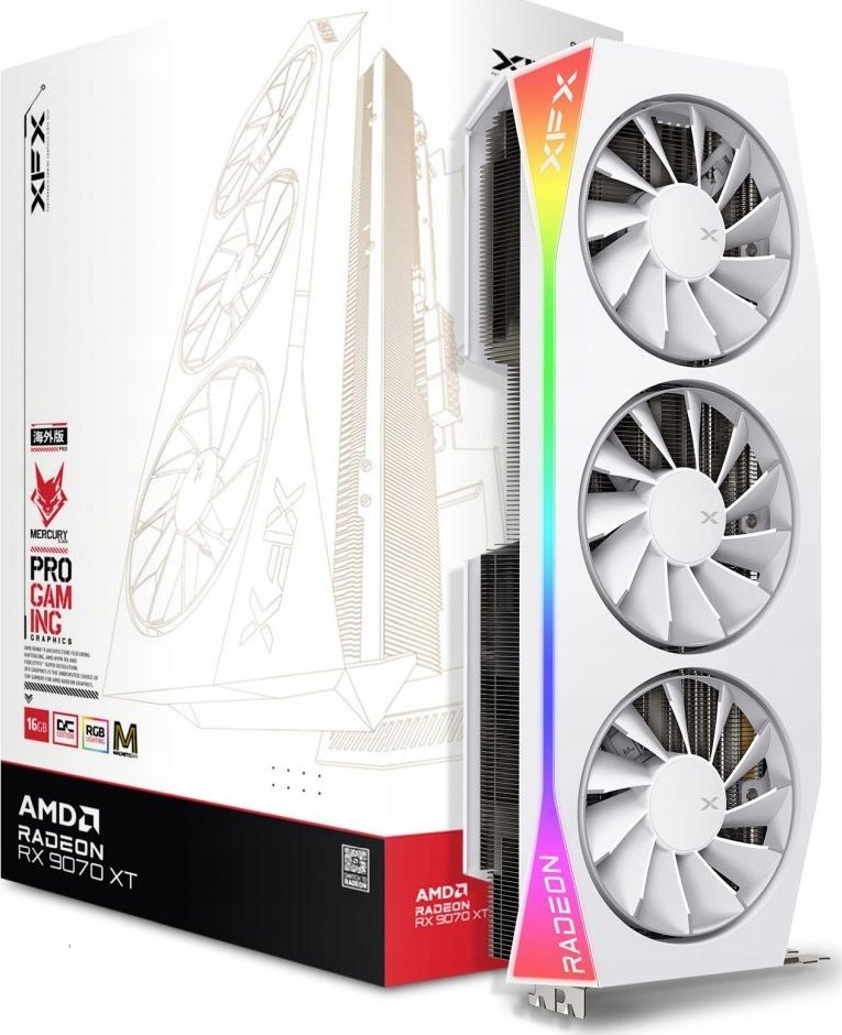 XFX Mercury Radeon RX 9070 XT OC White Magnetic Air Edition RGB 16GB GDDR6 256bit FSR