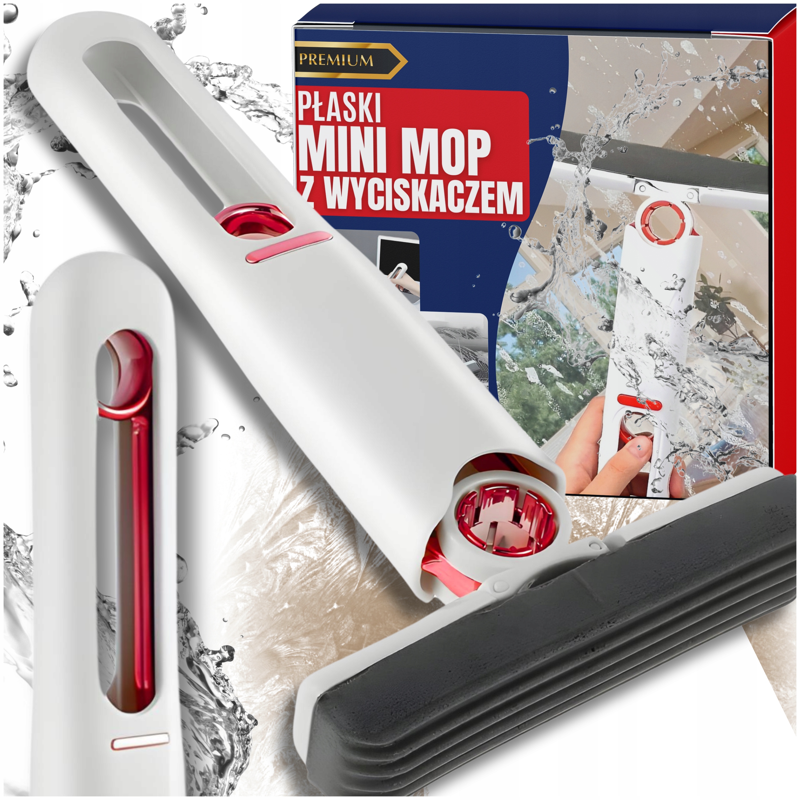 Levně Mini Mop Na Mytí Oken Skládací Bezdotykový Kartáč Se Ždímačem Houbičkou