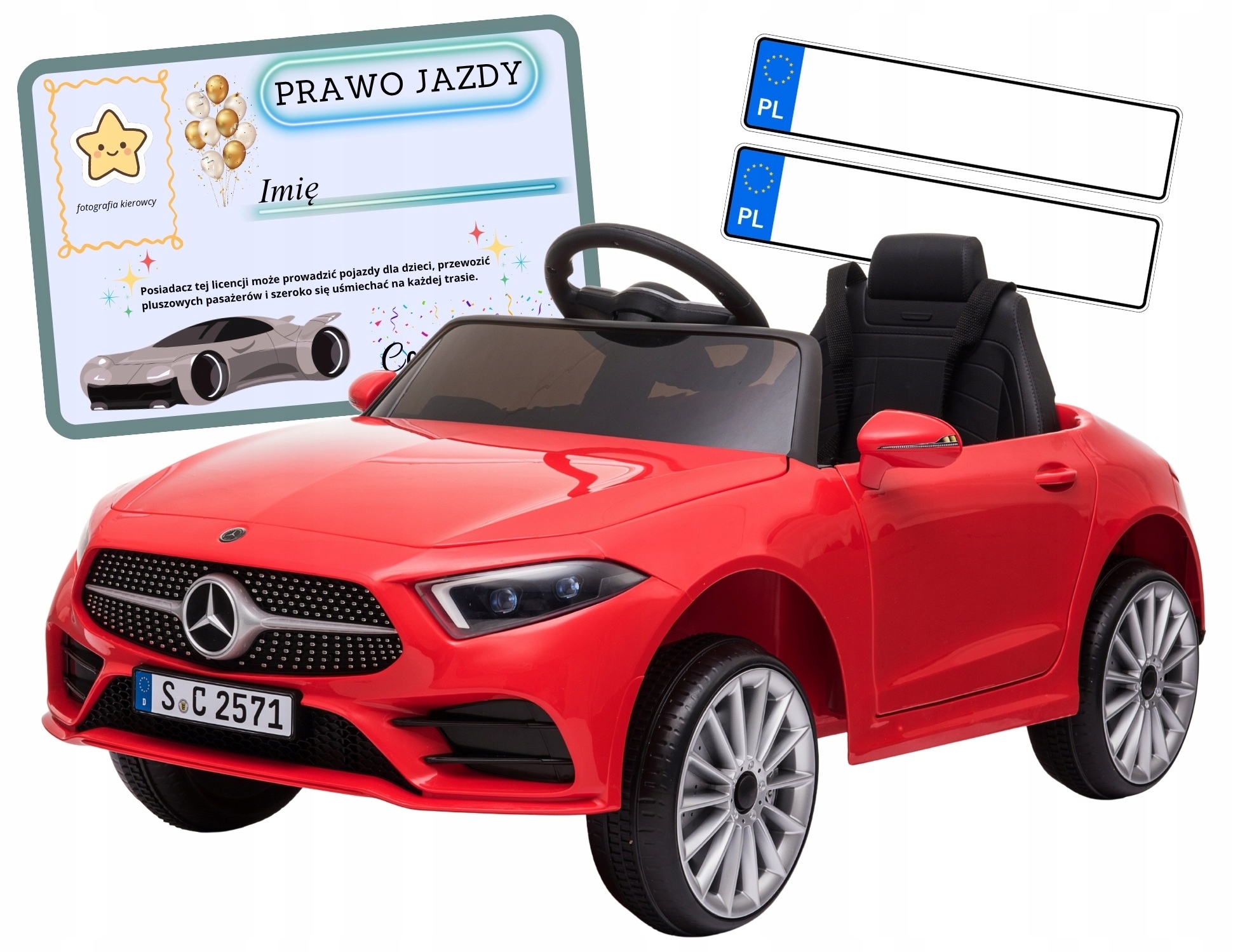 Auto akumulator pilot skóra Eva samochód dzieci Mercedes CLS350 czerwony