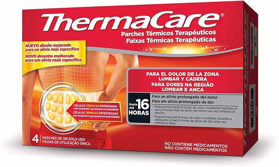 Thermacare kompres pas rozgrzewający plecy, korzonki, rwa, ciepło 4szt