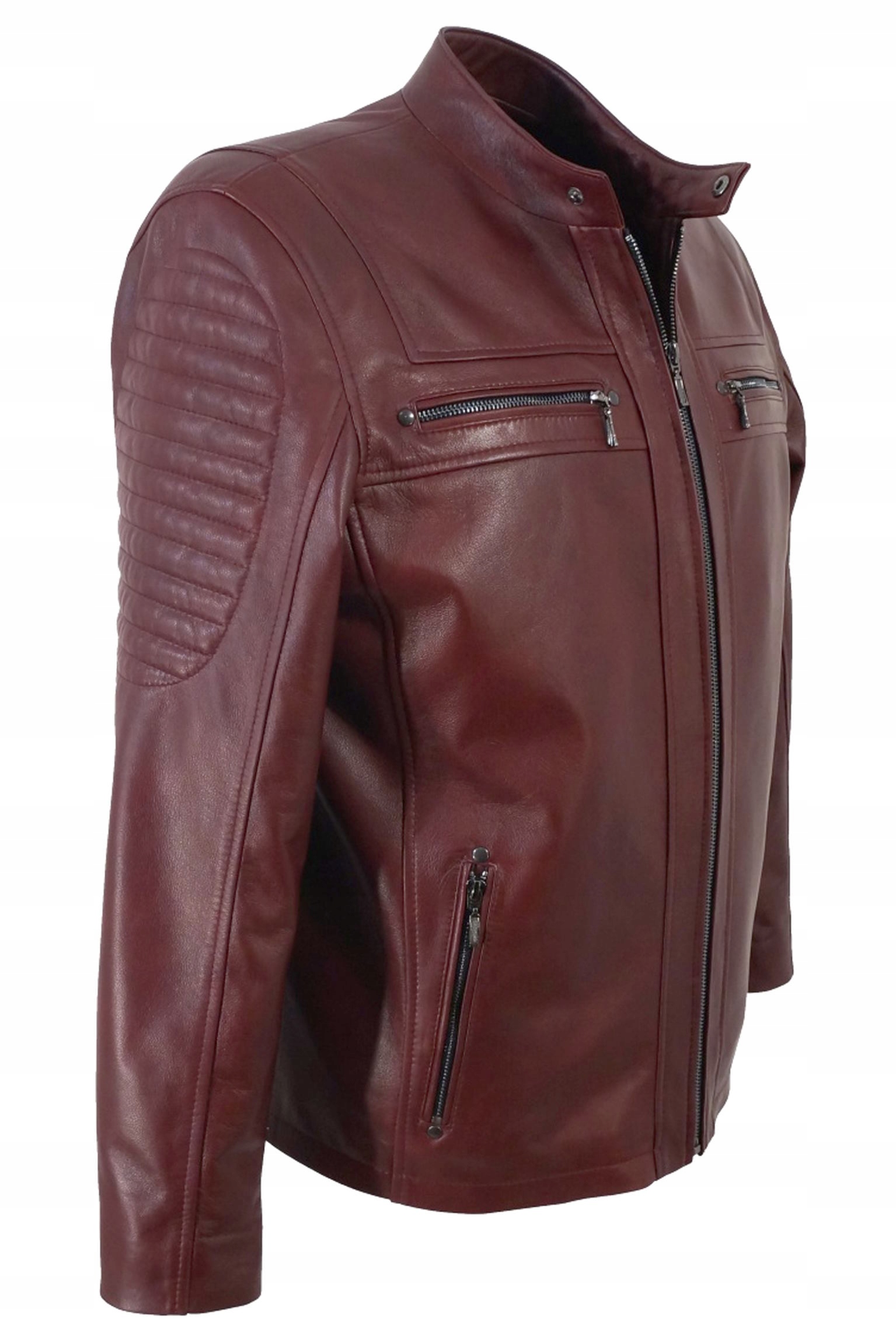 SKÓRZANA KURTKA MĘSKA BORDOWA 52 PILOTKA NOWOŚĆ N1 Rozmiar XL