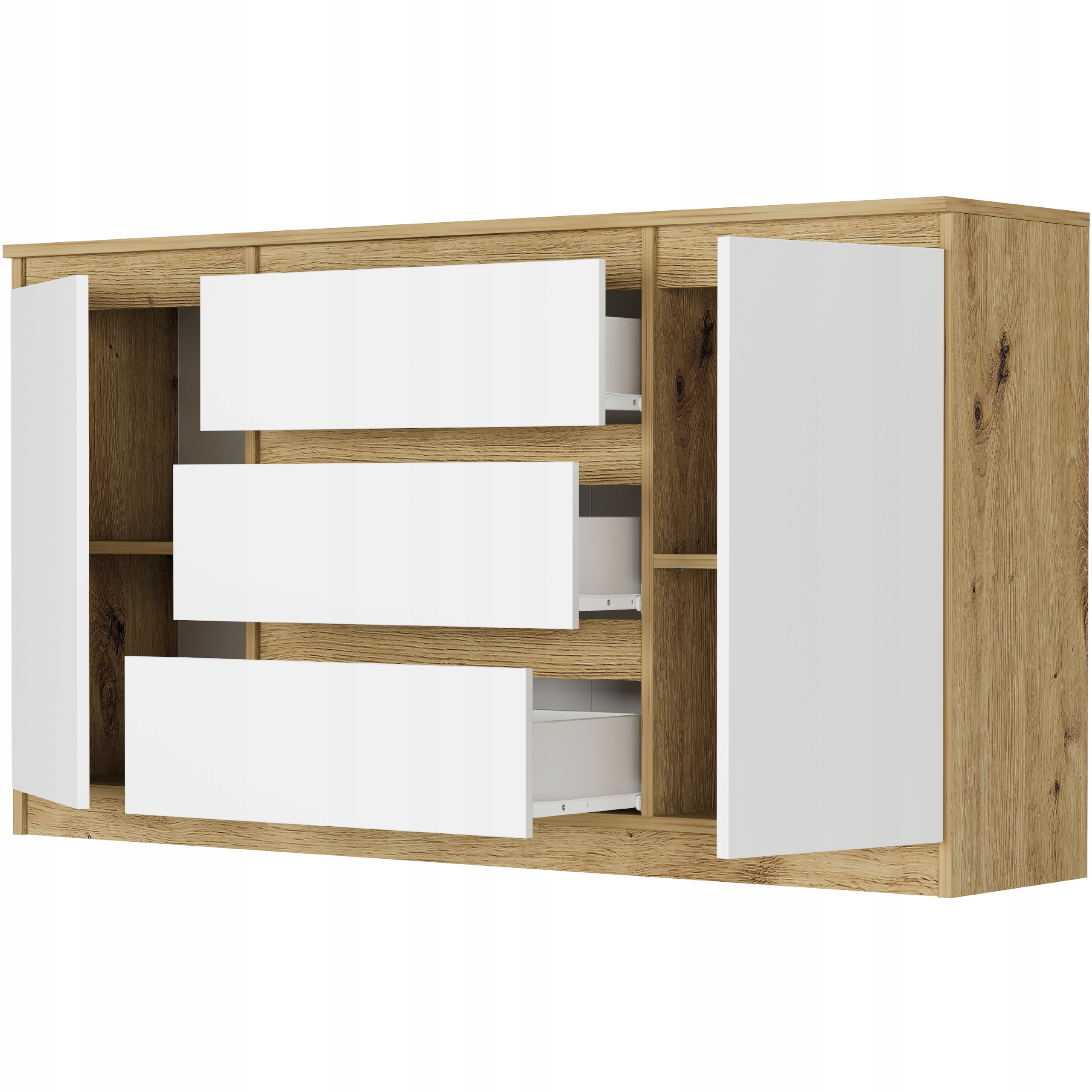 KOMODA 140 SZAFKA 3 SZUFLADY 2 PÓŁKI R-140-S3 ARTISAN MIX