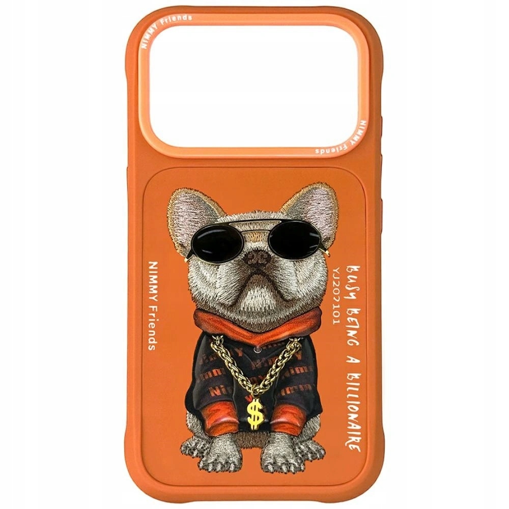 Pouzdro Nimmy Glasses Cool Dog pro iPhone 17 Pro oranžové