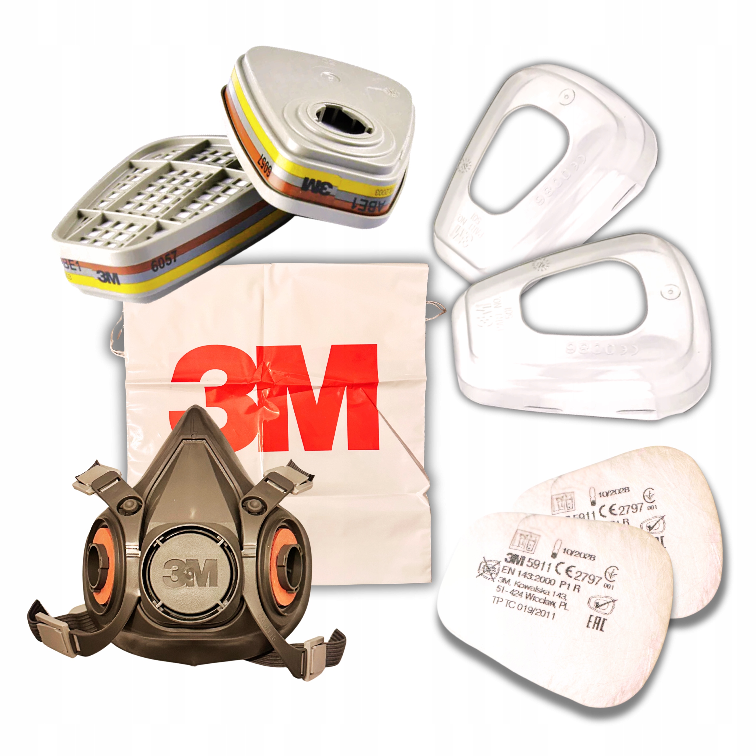 Maska 3M 6200/6300 6057 5911 501 zestaw filtrów i pochłaniaczy Bhp