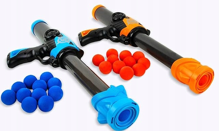 GRA ZRĘCZNOŚCIOWA GŁODNY ROBOT STRZELANIE DO CELU + 2x PISTOLETY i KULKI Marka Bajkowy Kuferek