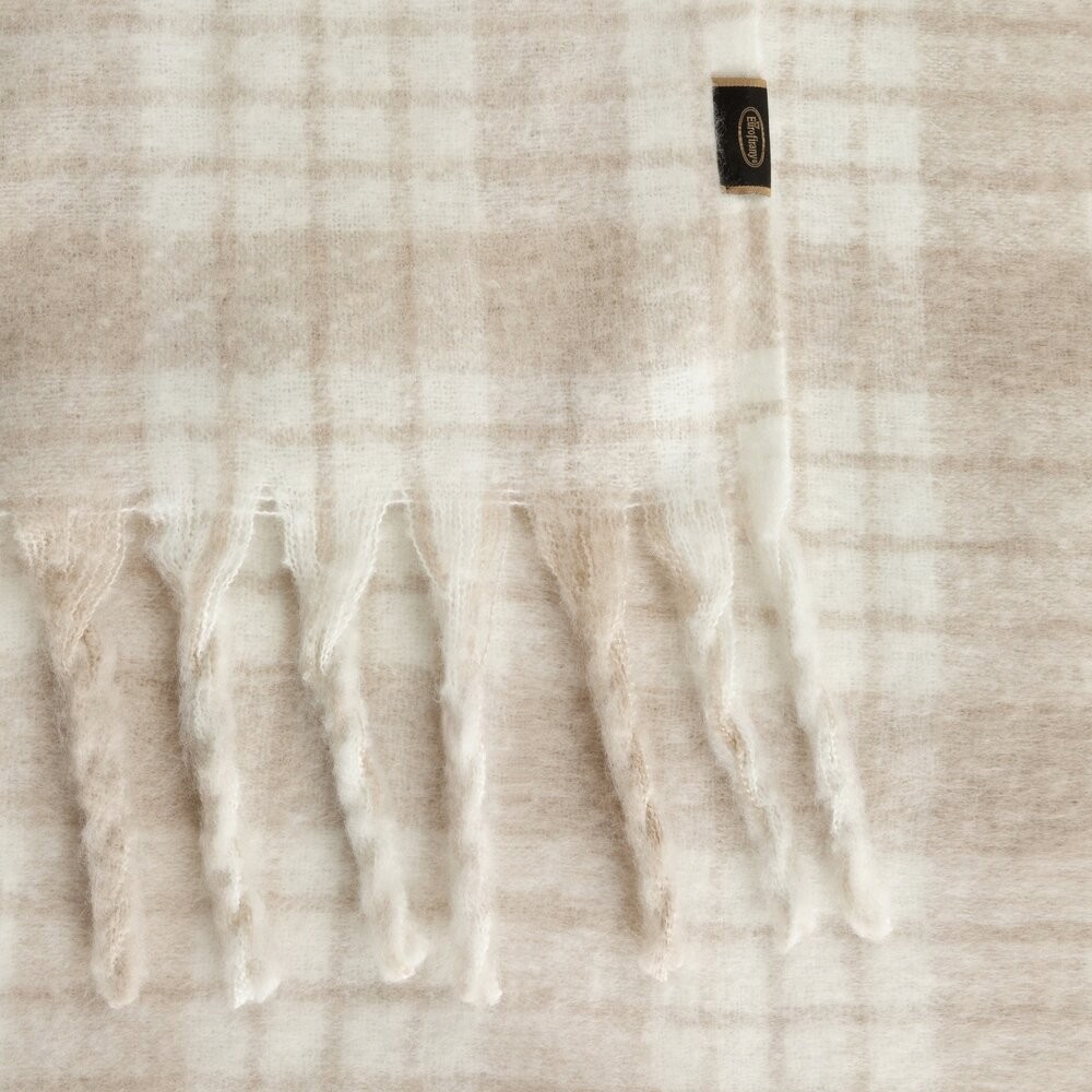 Deka přehoz na postel Moher 130x170 béžová krémová měkký kostkovaný pléd