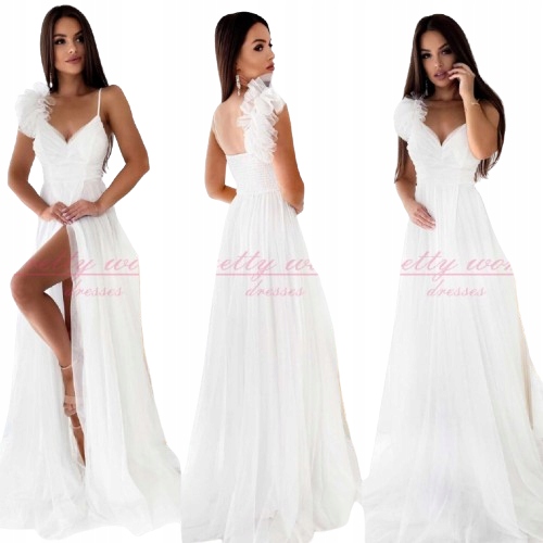 Šaty Maxi Tylové Milagros Bílé 34