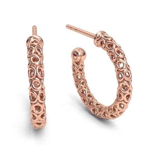 Náušnice tyčinky kruhy prolamované stříbro pozlacené růžově