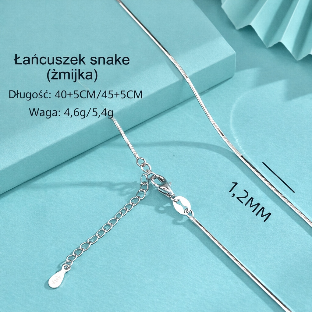 Stříbrný řetízek 925 snake zmijka nastavitelný náhrdelník 45+5 cm