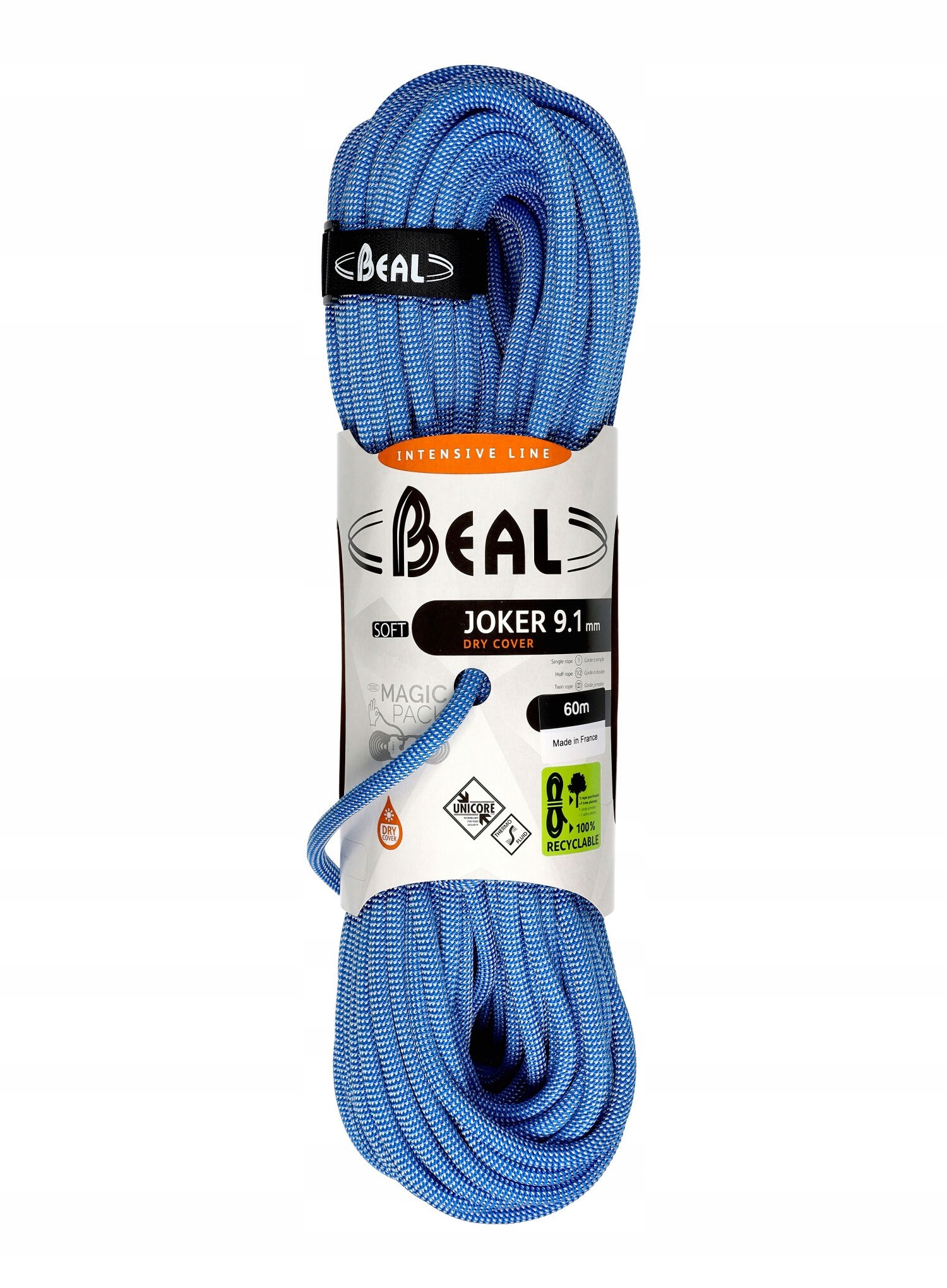 Lezecké lano Beal Joker Soft 9,1 mm 60 m Unicore Dry Cover modré
