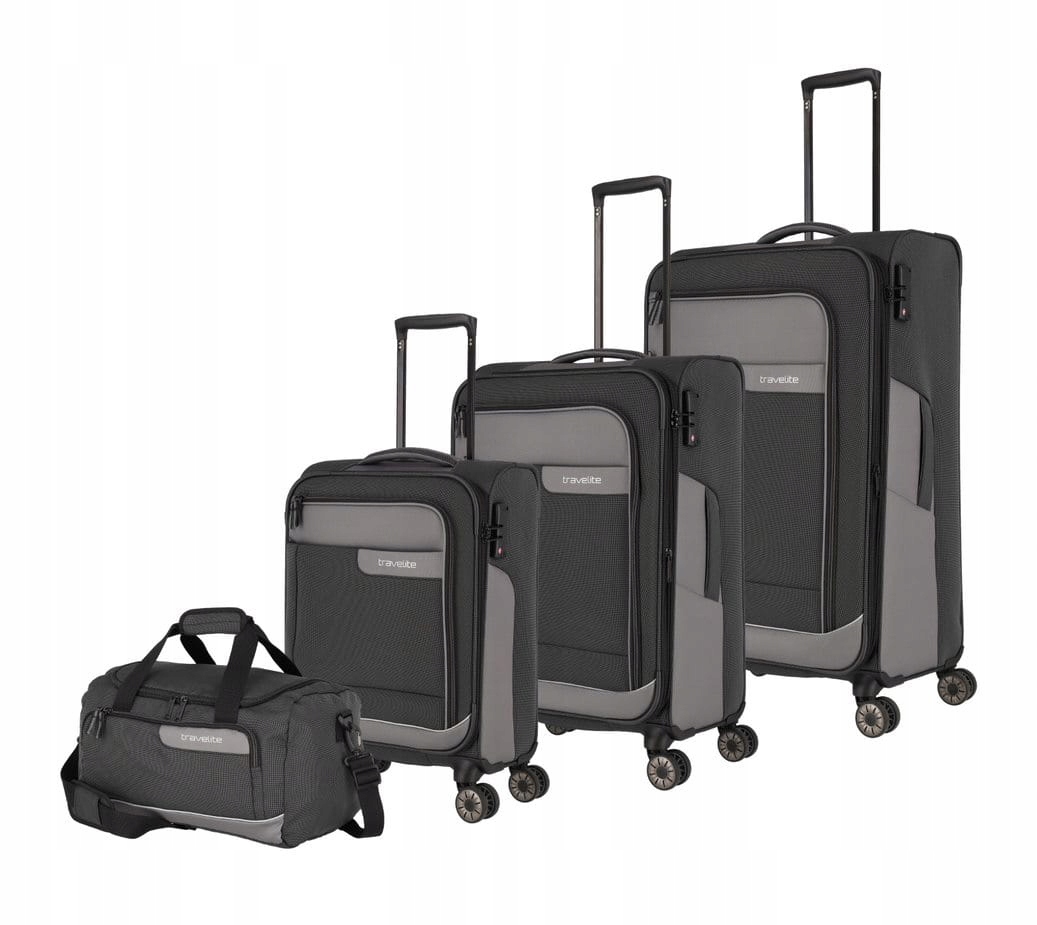 Sada kufrů Travelite Via šedá černá L/m/s Taška