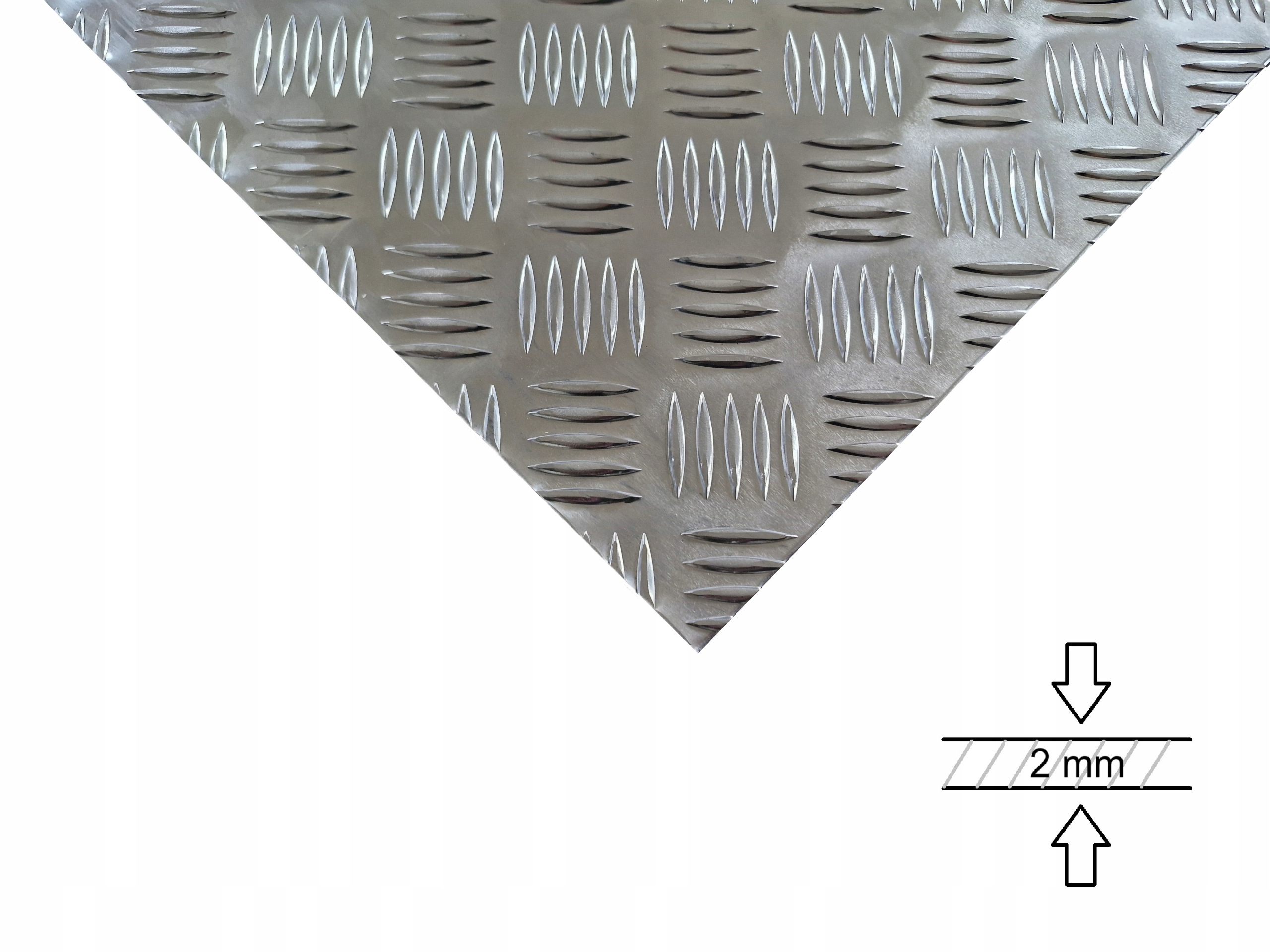 Blacha Aluminiowa, Aluminium Ryflowane Grubość 2mm, Wymiary 500x1000 mm