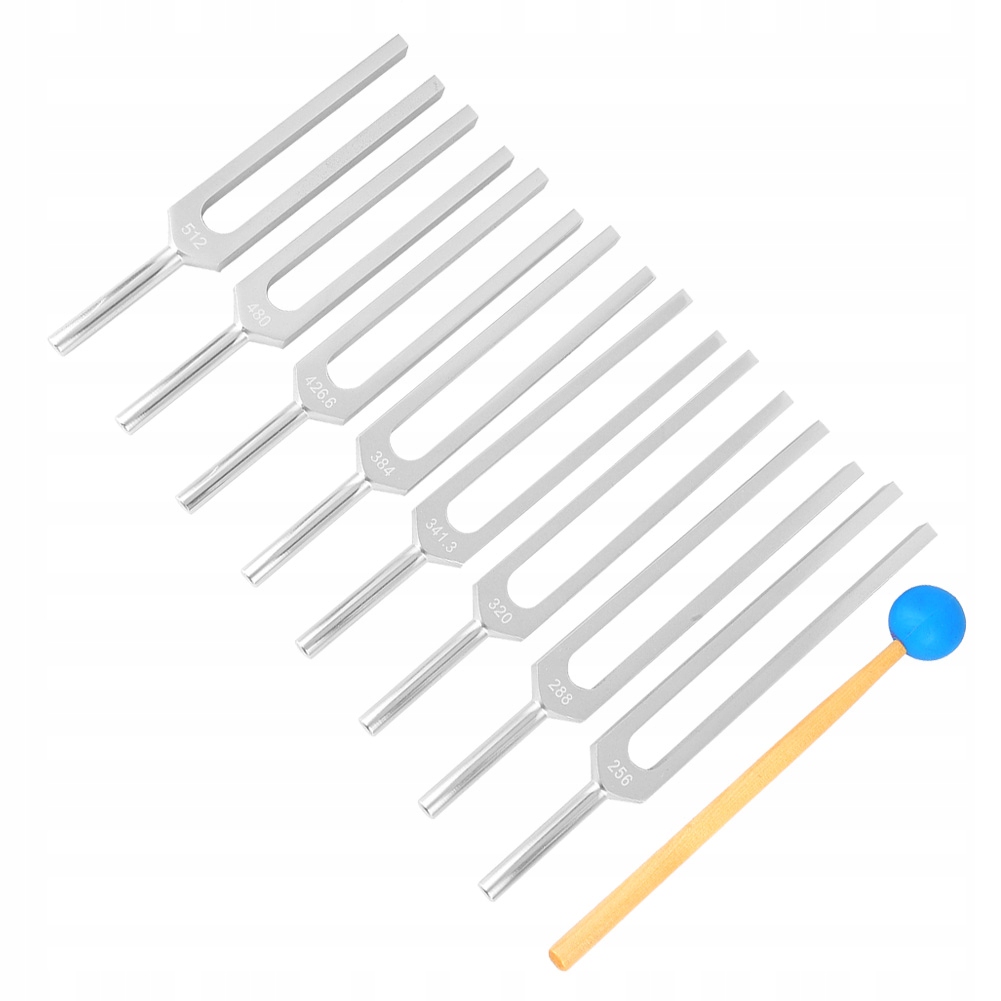 НАБОР ИЗ 8 ВИЛОЧНЫХ КАМЕРТОНОВ C 256HZ-512HZ С МОЛОТКОМ