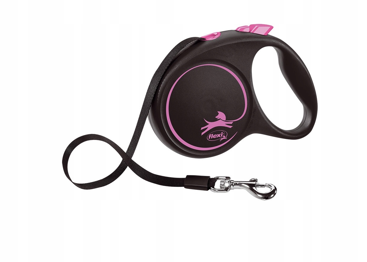

Flexi Black Design smycz M 5m taśma różowy