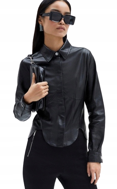 Karen Millen Košile Z Imitace Kůže Jednoduchá Elegantní 40 Pgn