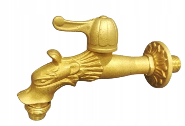 ZAWÓR CZERPALNY OZDOBNY MOSIĄDZ LEW SMOK ZŁOTY
