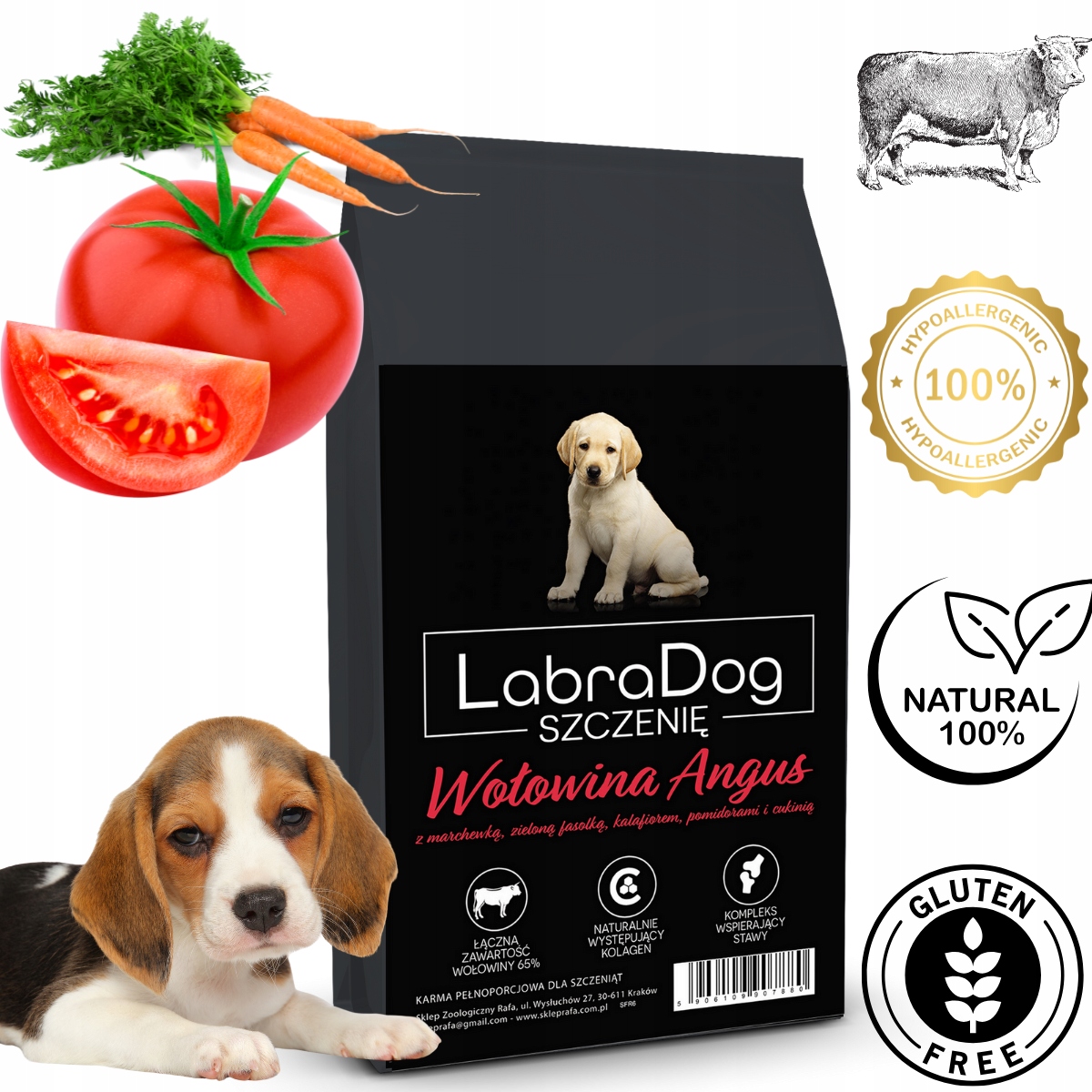 LabraDog Superfood Puppy Hypoalergenní hovězí maso Angus malé plemeno 12 kg