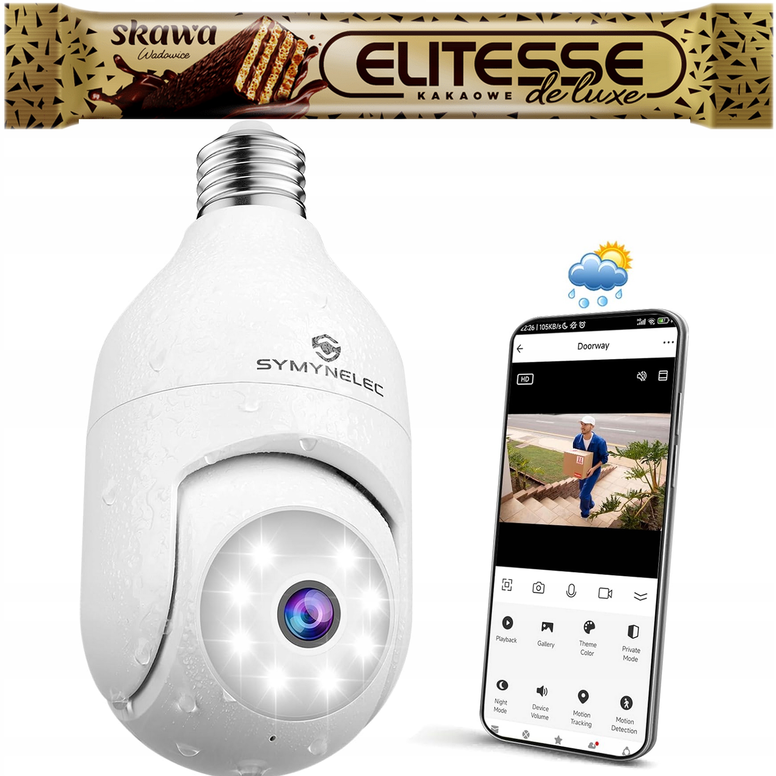 Kamera Žárovka E27 Wifi Wi-fi Otočná Noční Režim Náhled Detekce Lidí