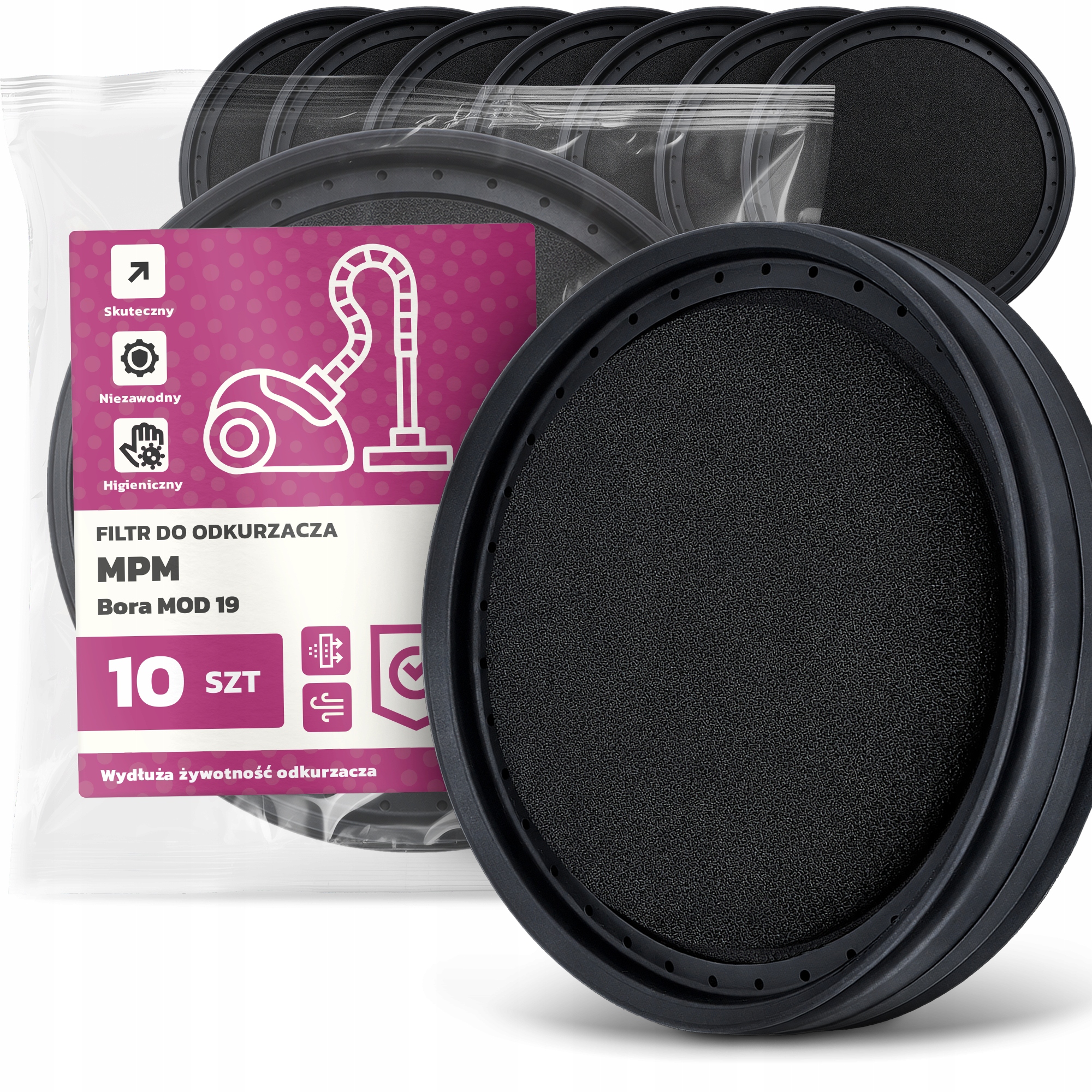 10 x Vzduchový Filtr pro vysavač Mpm Bora Mod 19 Omyvatelný Filtr Em-w